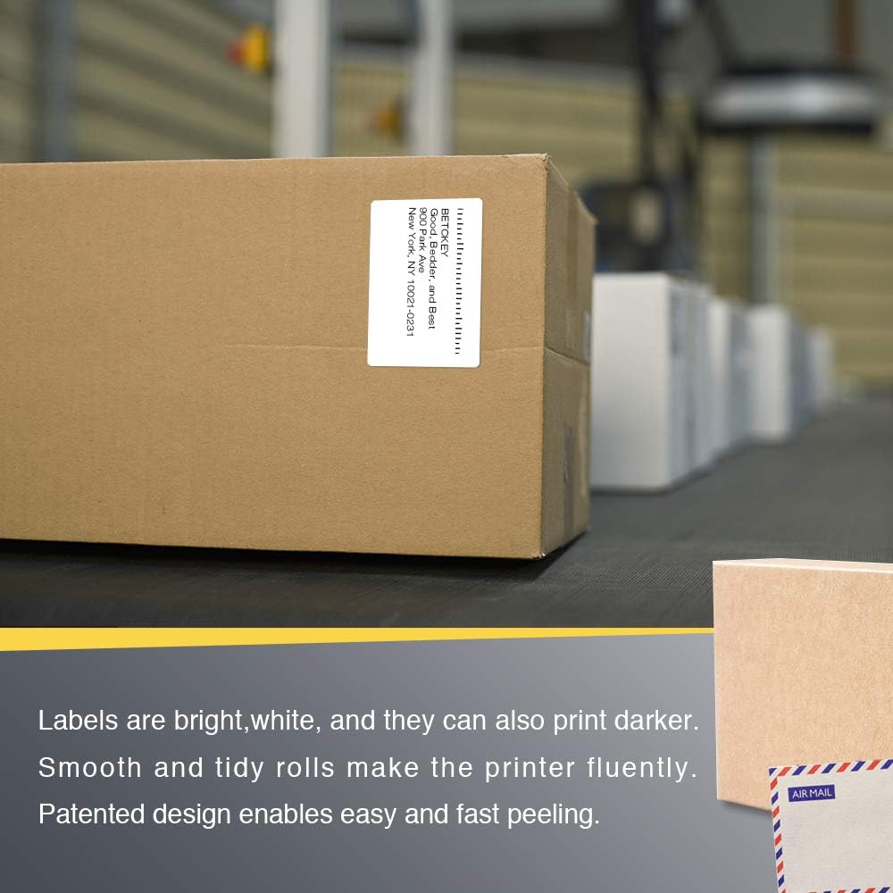 BETCKEY - 3" x 2" (76 mm x 51 mm) Multipurpose & Shipping Labels Compatible with Zebra & Rollo Label Printer,Premium Adhesive & Perforated [20 Rolls, 15000 Labels]