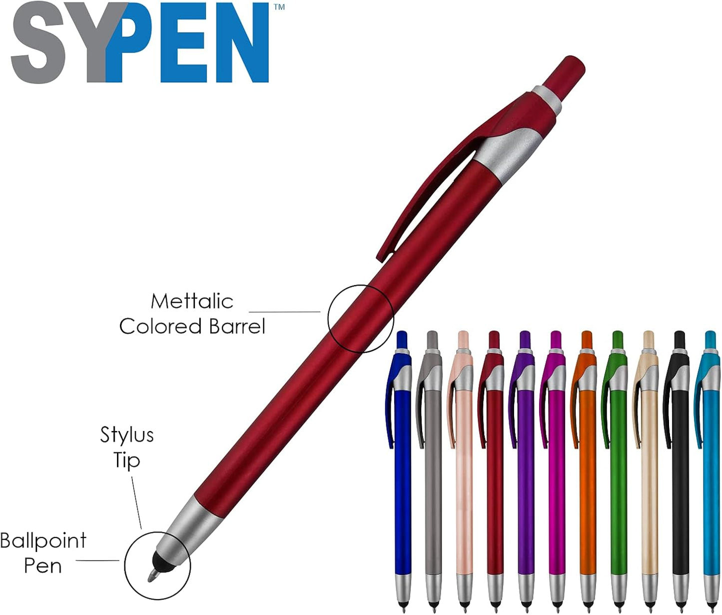 Personalized with Your Custom Logo or Text Pens-Pack of 300- for Marketing, Parties, and Events, 2 in 1 Capacitive Stylus & Ballpoint Pen Compatible with Touchscreen Devices, Black Ink,Purple Pens