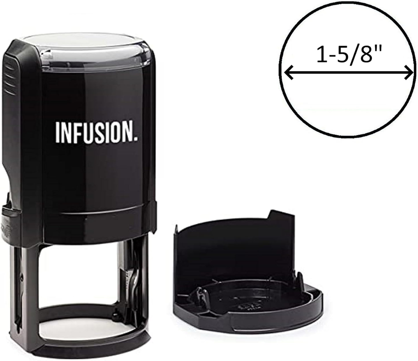 Infusion Custom Text Round Self-Inking Rubber Stamp (1-5/8" Diameter) - Up to 3 Lines of Text and Border