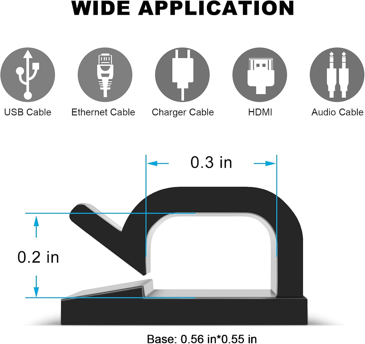 60 PCS Adhesive Cable Clips, Upgraded Wall Wire Clips for Cable Management, Strong Cord Clips Wire Holders for The Wall, Under Desk, Christmas Lights, Car, Dash Cam, Ethernet, Electric Wires Small
