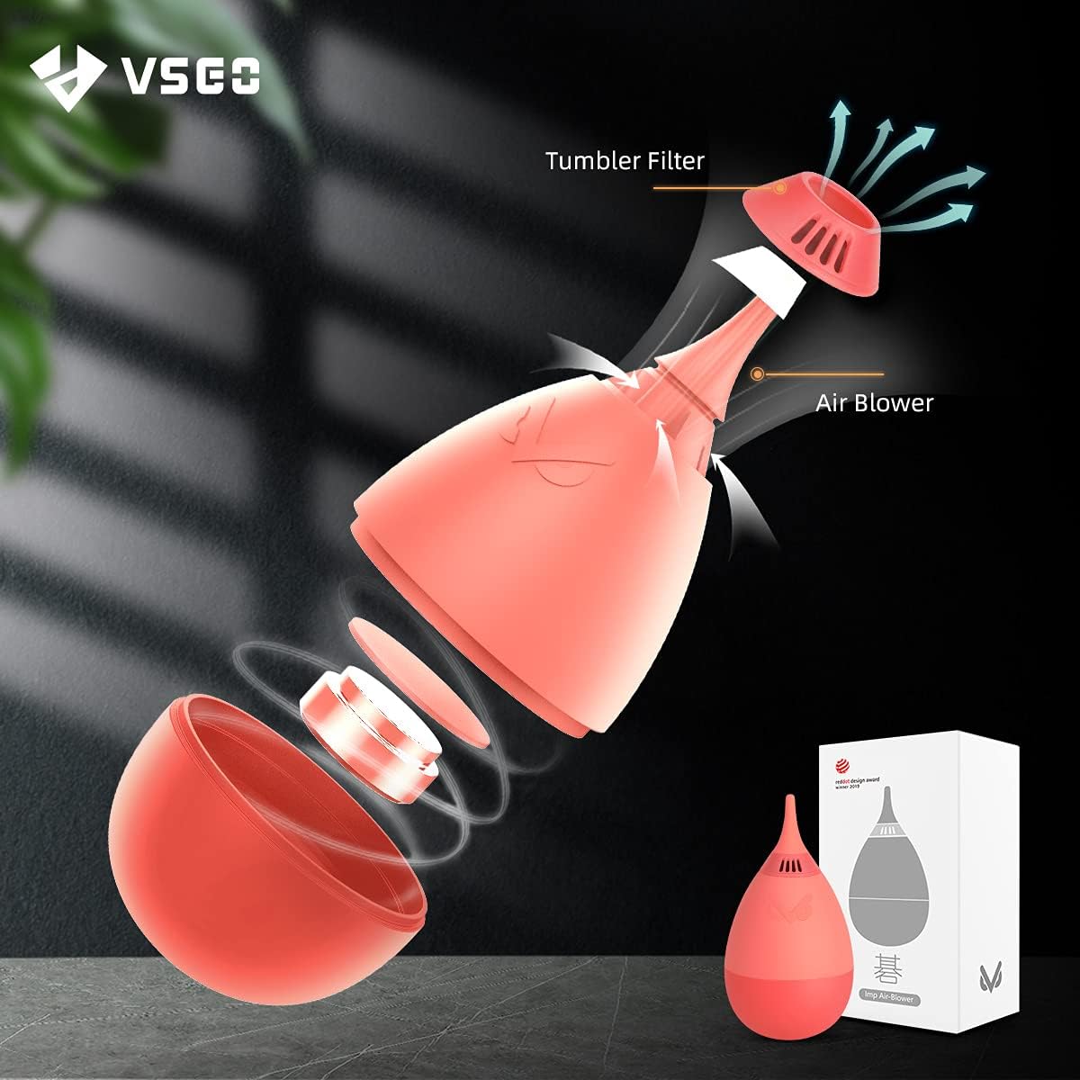 VSGO Camera Air Blower with Filter Compressed Air for for Nikon, Sony, Canon Lens and Sensor Cleaning, Tumbler Design Orange (V-B011E)
