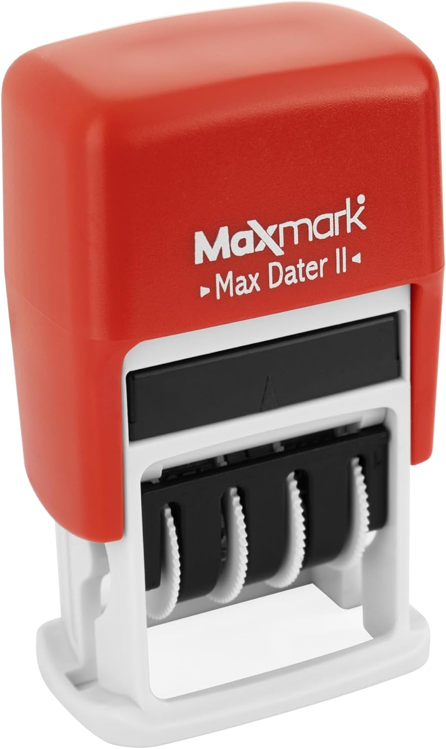 MaxMark Self-Inking Rubber Date Office Stamp with FAXED Phrase & Date - RED Ink (Max Dater II), 12-Year Band