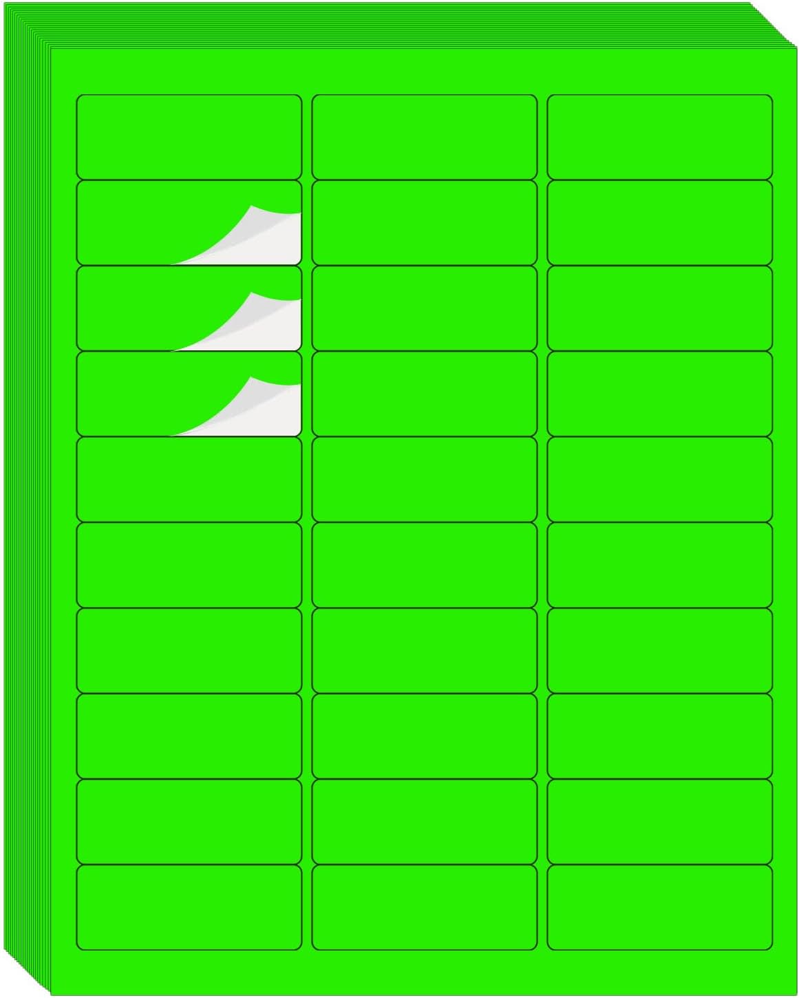 1" x 2-5/8" Address Labels 600 Labels Sticker Paper for Laser/Ink Jet Printer Mailing Labels 8.5"×11" Fluorescent Green 30 per Sheet