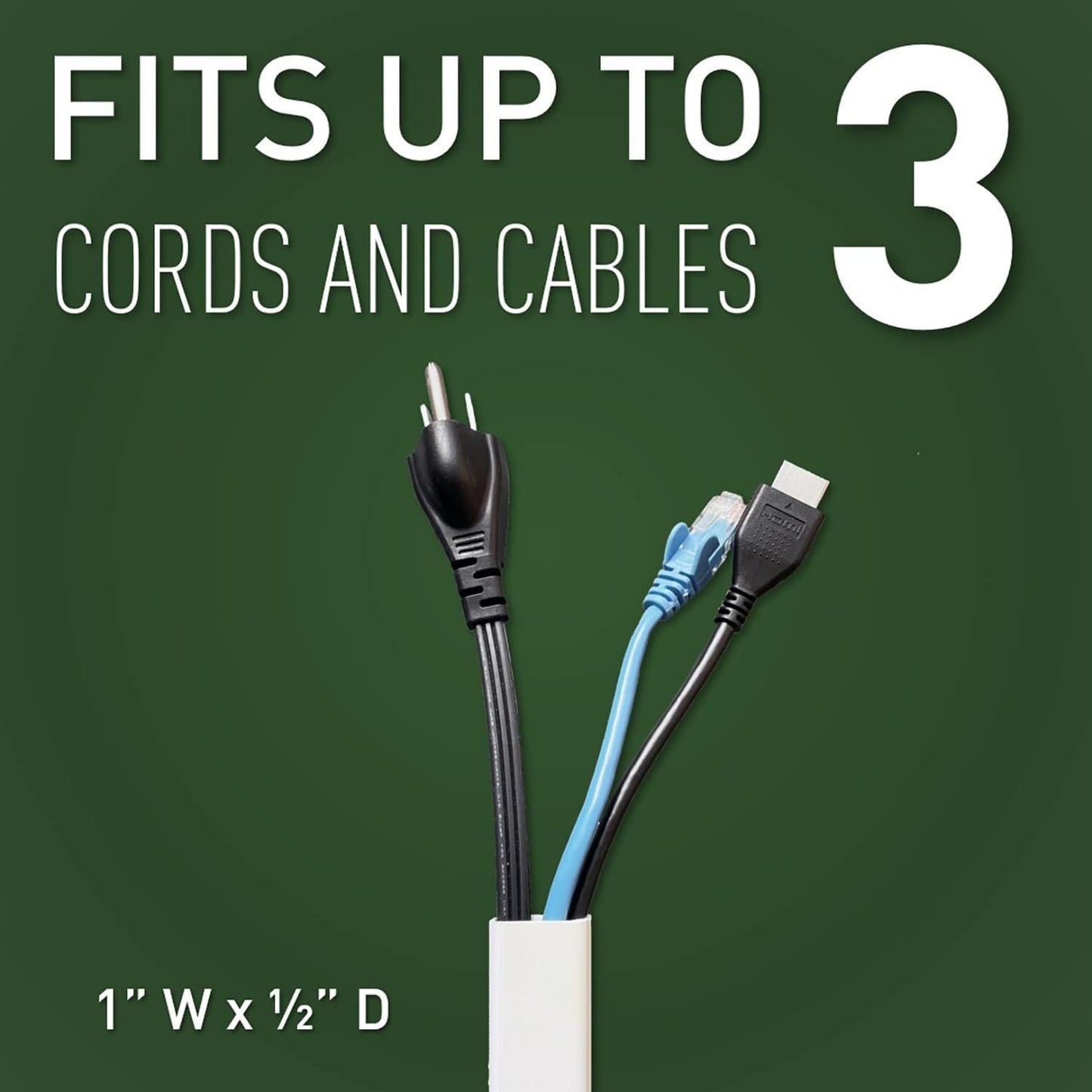 Wiremold Cable Management Kit, CordMate II, Cord Organizer and Hider, Cord Cover, Concealer, and Protector for Wall, Medium Capacity, CMK50