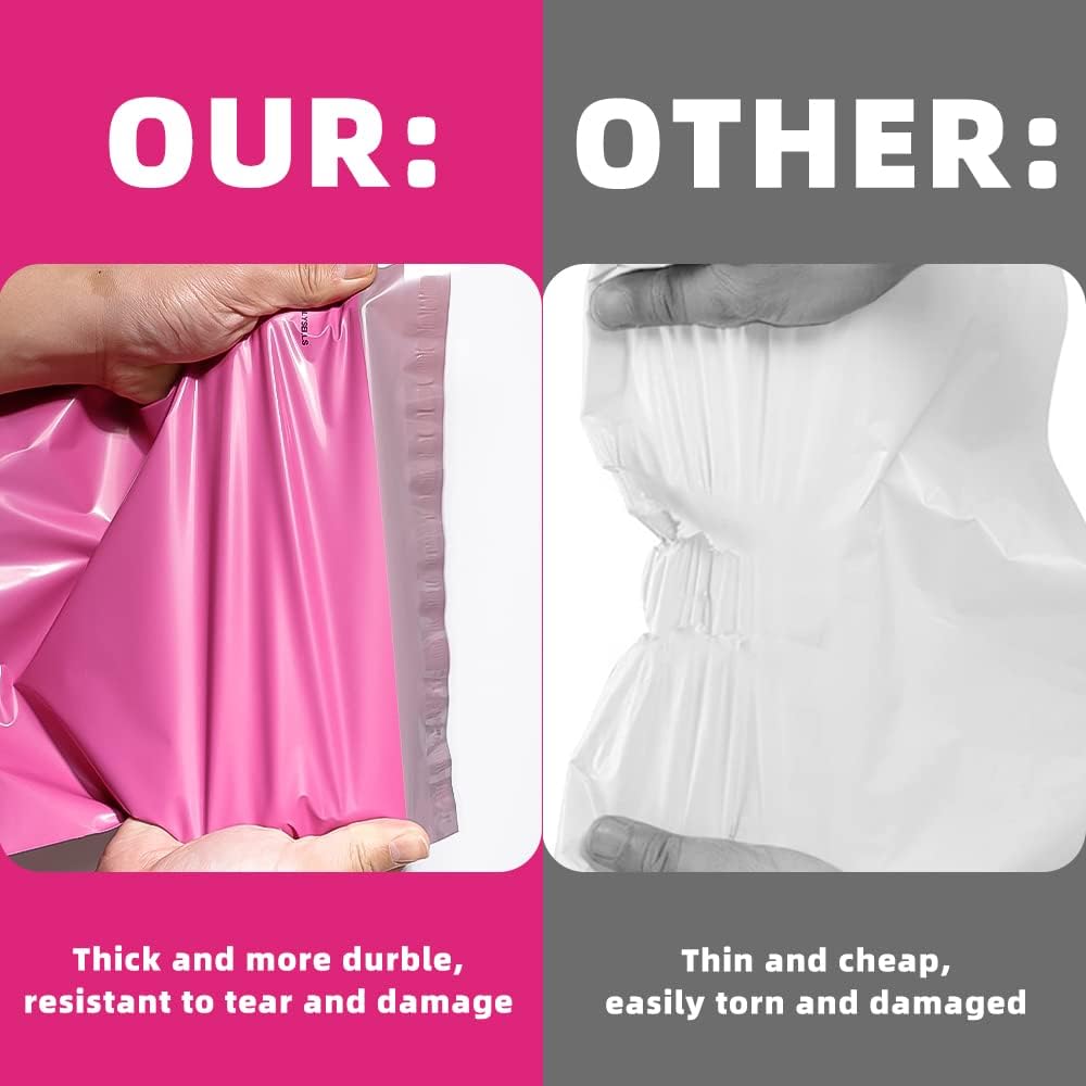POLYSELLS 100 pcs 7.5x10.5 Inches Pink Poly Mailers Shipping Envelopes, Strong Adhesive Sealing, Waterproof, and Tear-resistant Postal Mailing Bags for Clothing, Books, and Accessories