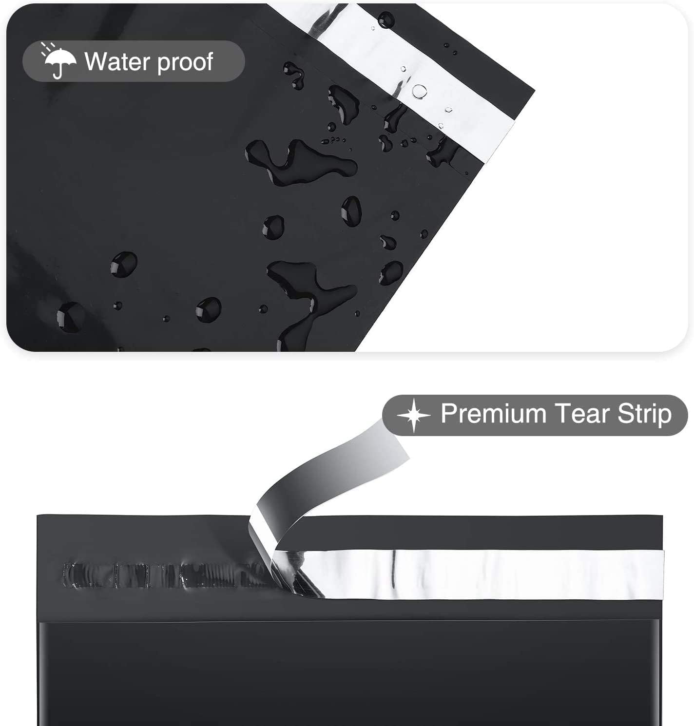 Fuxury Poly Mailers 10x13 Inch 50 Pcs, Waterproof Shipping Bags for Clothing, Strong Adhesive Shipping Envelopes for Small Business Suppliers, Self Seal Mailers Poly Bags Mailing Envelopes Black