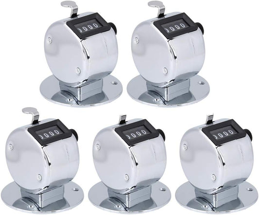 Bnineteenteam 5pcs Hand Tally Counters, 4 Digit Mechanical Palm Counter Handheld Number Click Counter Tally Clicker Counter for Sports Games Golf