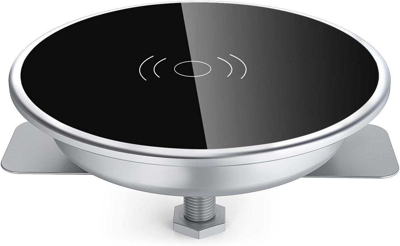 i.VALUX Embed in Desk Wireless Charger,15W Fast Charging Pad Phone Charger,Hidden Desk Grommet Qi Charging Station Compatible with iPhone 17/Air/16/15/14/13/12/11/11 Pro/8/Xs Max/XR/Galaxy S22/S21