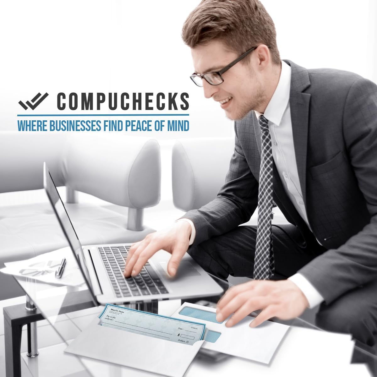 Compuchecks Double Window Envelopes #8 - Gummed, Security Business Mailing Check Envelopes - Tamper Evident, Security Tint - 500 Count – Guaranteed to fit QuickBooks Checks