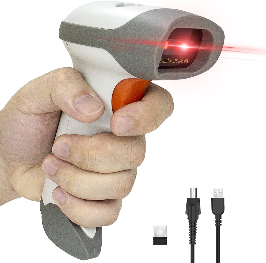 NetumScan Bluetooth Barcode Scanner, 3 in 1 Automatic Wireless 1D Barcode Scanner Handheld USB CCD Bar Code Reader for Store, Warehouse POS, Computer, Tablet, iPhone, iPad, Android