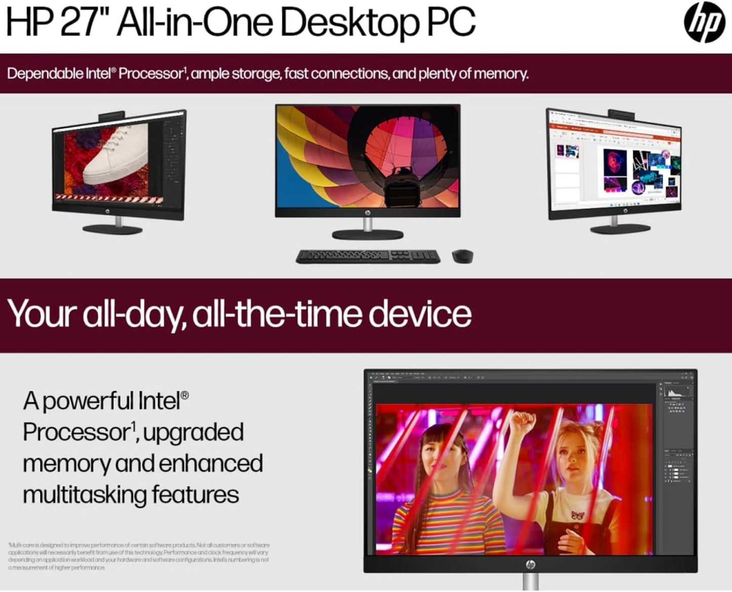 HP 27" FHD Touchscreen Business All-in-One Desktop Computer, Intel 12-Core Ultra 7 155U (Beats i7-1355U), 64 GB DDR5 RAM, 2 TB SSD, Intel Iris Xe Graphics, Wired KB & Mouse, Wi-Fi 6, Windows 11 Pro
