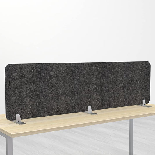 Freestanding Acoustic Desk Divider with Mount | Eco-Friendly Privacy Screen Panel | Noise Reducing Desk Partition | Tackboard Option & Easy to Install | Made from Recycled Plastic | Sesame Black - 18"