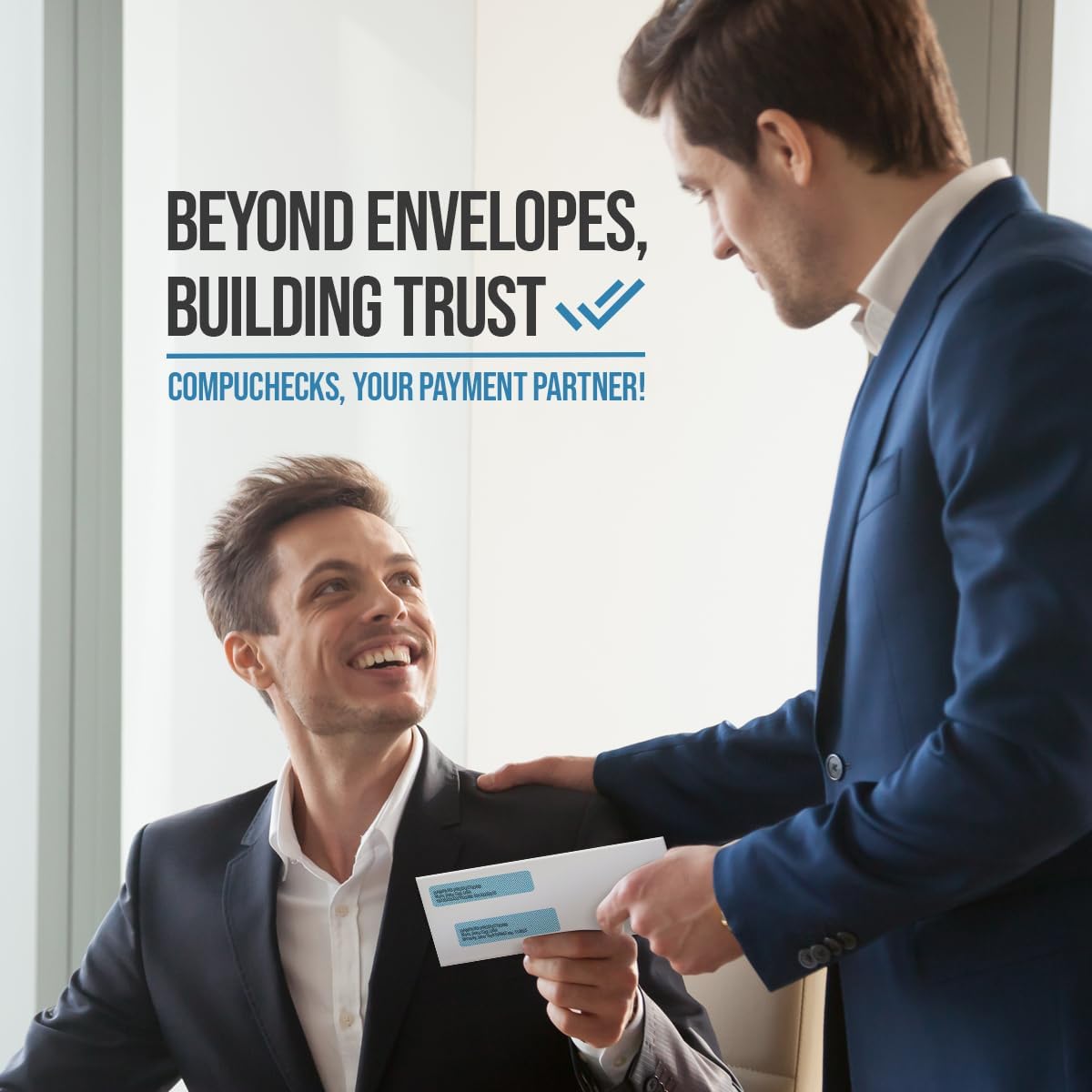 Compuchecks Double Window Envelopes #8- Flip and Seal Flap, Security Business Mailing Check Envelopes - Tamper Evident, Security Tint - 500 Count – Guaranteed to fit QuickBooks Checks