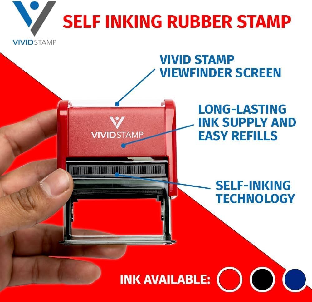 Approved w/by Date Line Self-Inking Office Rubber Stamp (Red) - Medium 2 Pack