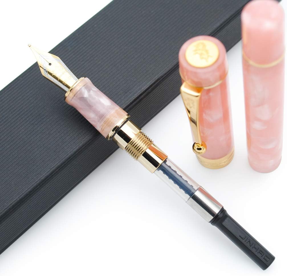JINHAO 100 Fountain Pen with Ink Converter (Medium Nib 0.7mm, Sakura Pink)