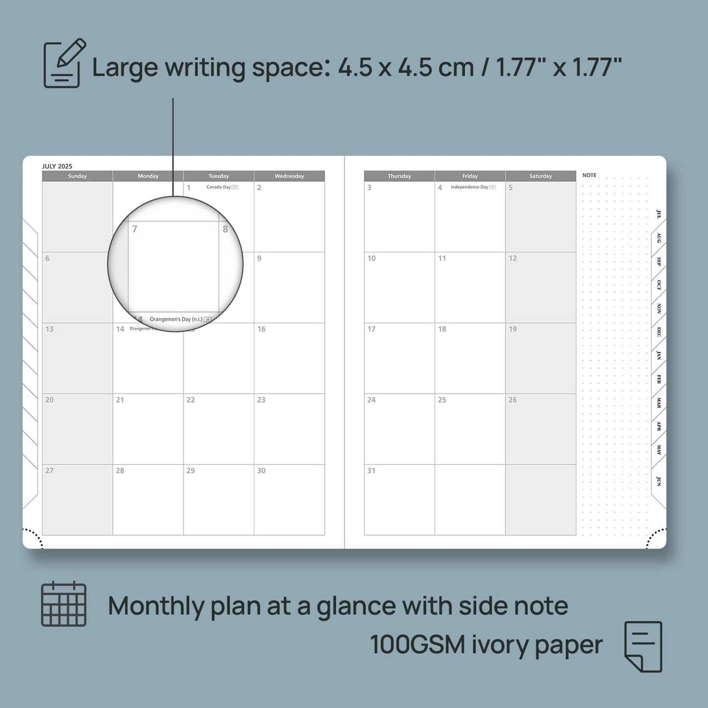 POPRUN Planner 2025-2026 (Large 8.5''x 10.5''), Horizontal Weekly Notebook Jul.2025 - Jun.2026, Academic Appointment Book with Monthly Tabs, Leather Hardcover, Inner Pocket, 100 GSM - Pacific Green
