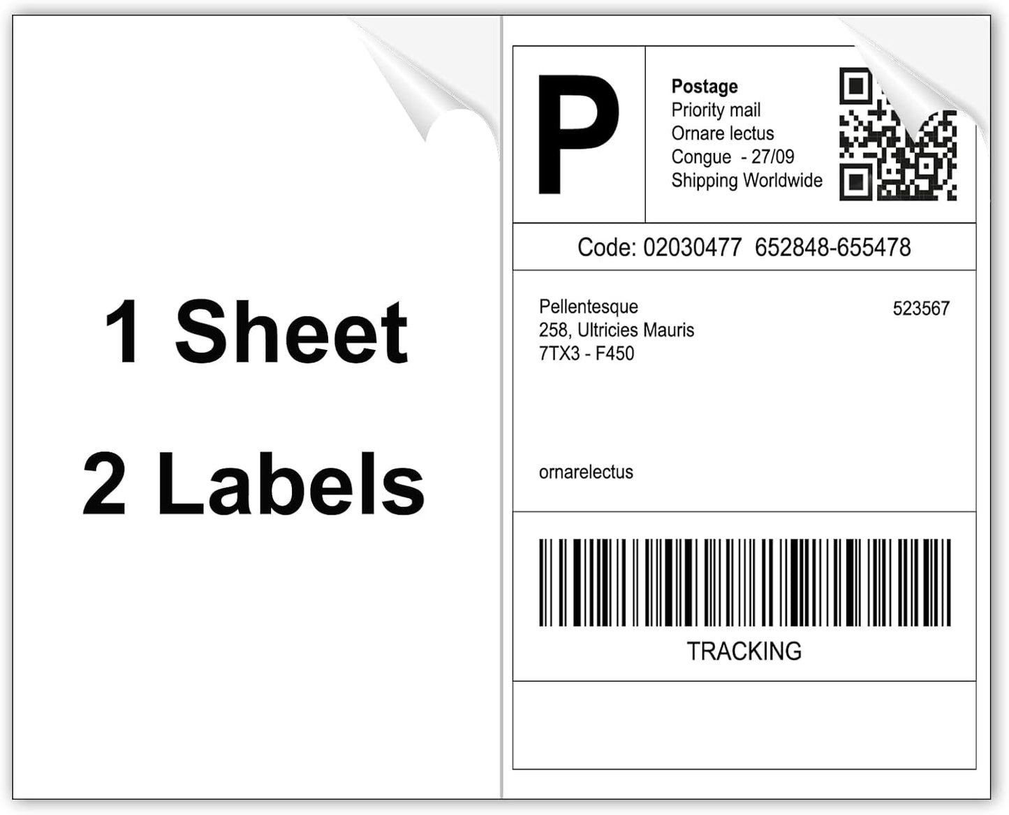 Half Sheet Shipping Labels, 8.5" x 5.5" Address Labels, Half Sheet Self Adhesive Mailing Labels for Laser & Inkjet Printers (150 Sheets, 300 Labels)