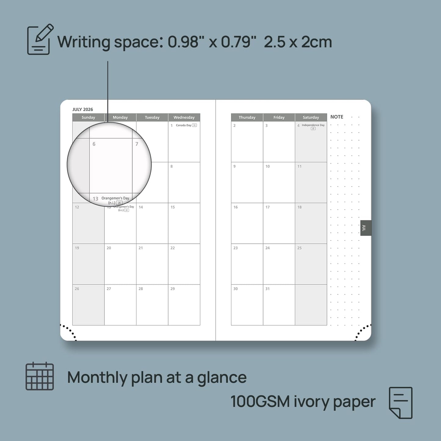 POPRUN Weekly Planner 2026 Calendar (Pocket 4'' x 6.25'') 12 Months Notebook with Horizontal Layout, Leather Hardcover, Inner Pocket, 100GSM Thick Paper, Pen Holder TJ - Lavender