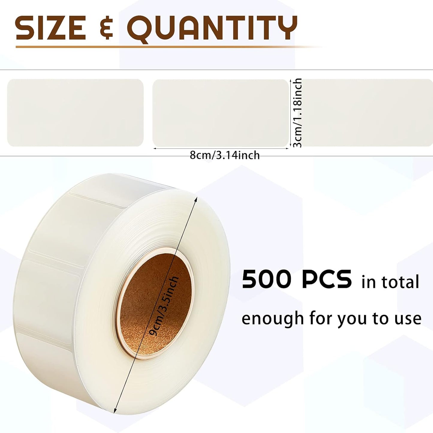 Zonon 500 Pcs Clear Labels Label Protector Clear Stickers Wafer Seals Waterproof Labels for Protecting Barcodes, Numbers and Stickers (3.14 x 1.18 Inch,Rectangle)
