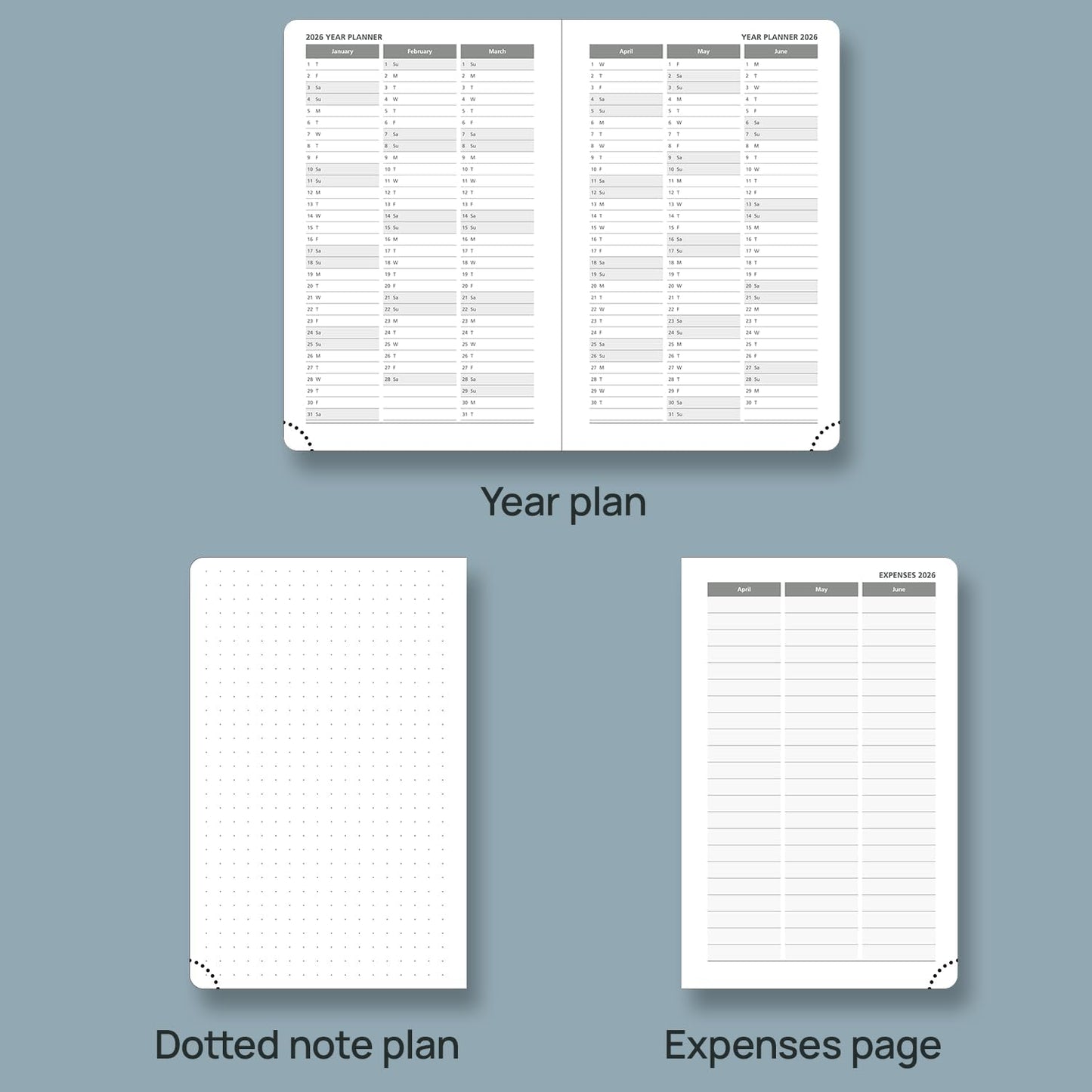 POPRUN Pocket Calendar 2026 (Small Size- 4'' x 6.25") Weekly and Monthly for Purse - Planner 2026 (Jan. 2026 - Dec. 2026) with Vegan Leather Soft Cover, Plastic Ruler, Pen Holder and More - Night Sky Blue