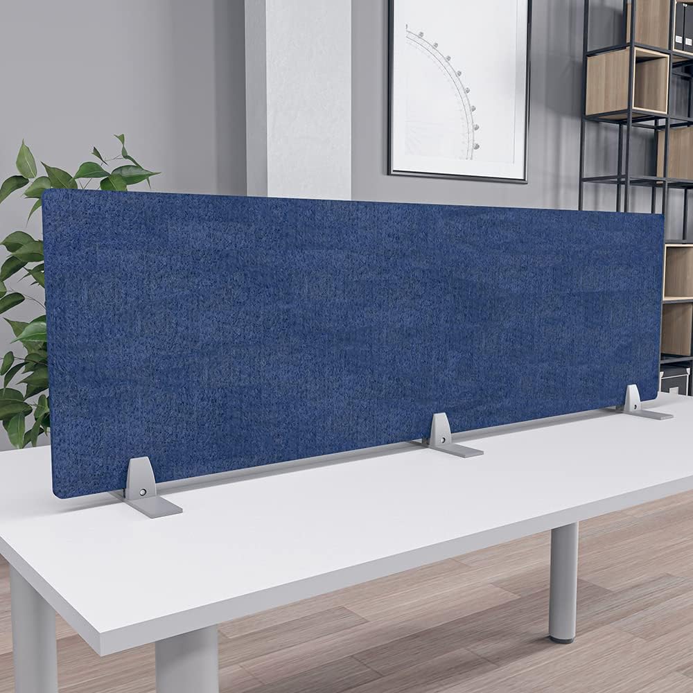 Freestanding Acoustic Desk Divider with Mount | Eco-Friendly Privacy Screen Panel | Noise Reducing Desk Partition | Tackboard Option & Easy to Install | Made from Recycled Plastic | Orange - 18" X 59"