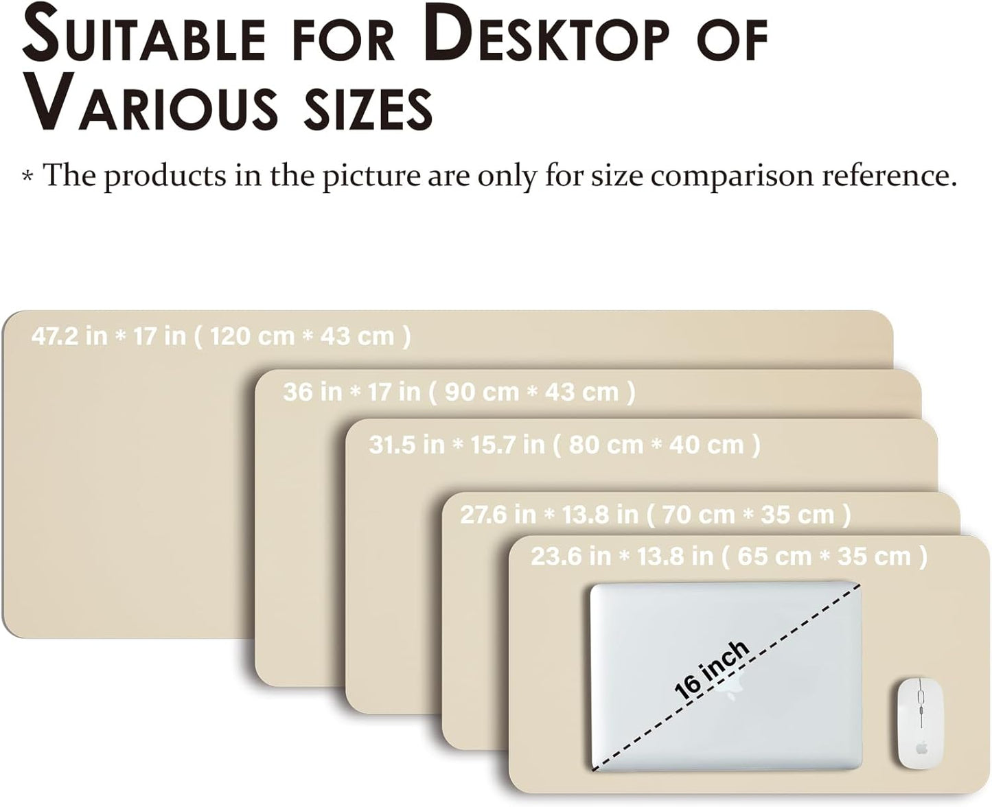 Leather Desk Mat - Non-Slip PU Desk Pad for Office and Home - Desk Organization and Accessories - Ideal for Large Mouse Pad and Desk Mats on Top of Desks (Beige,27.6"x 13.8")