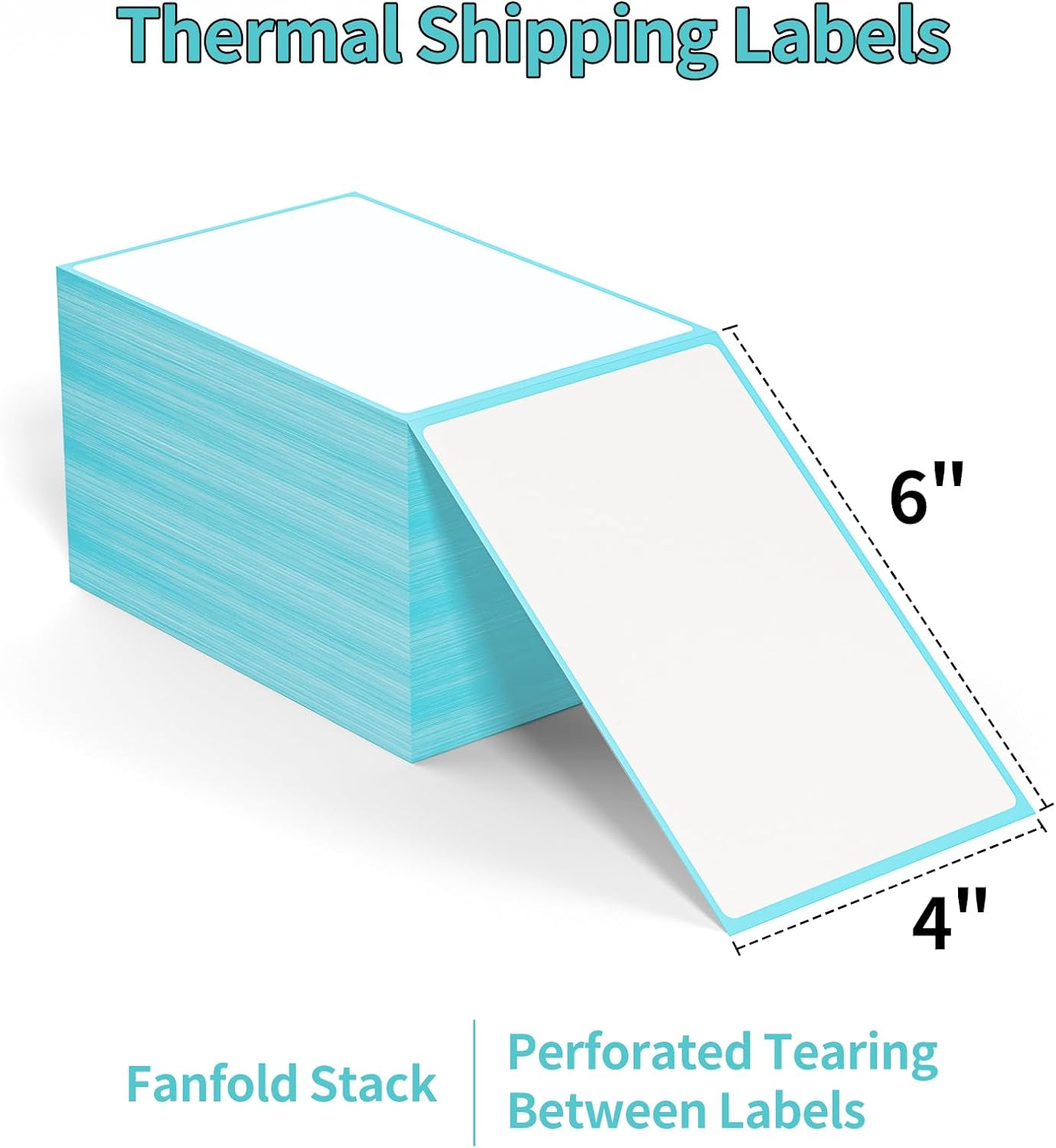 FungLam Direct Thermal Shipping Labels - 4x6 Thermal Labels Fanfold - Perforated and Strong Adhesive - 8000 Labels (1000 Labels per Stack, 8 Stacks)
