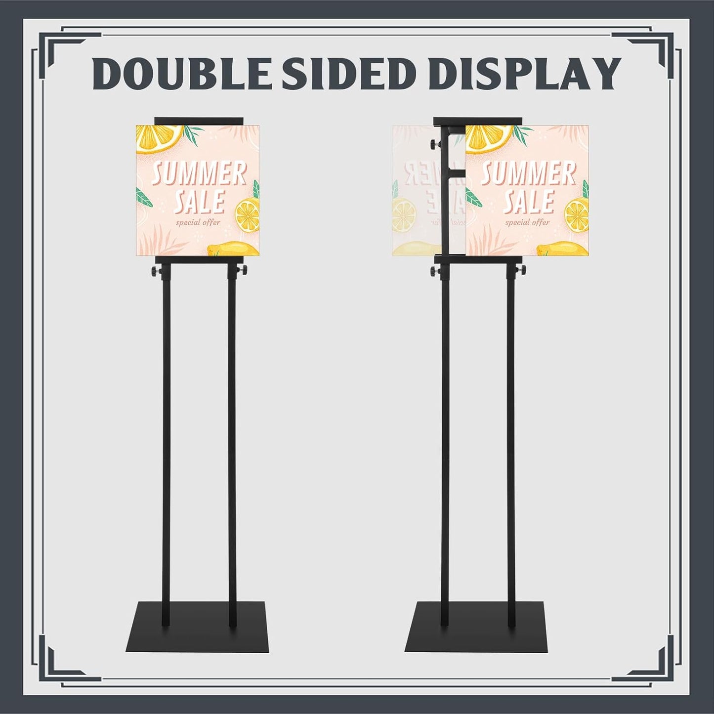 Blulu 2 Pcs Poster Stand for Display Heavy Duty Sign Holder 74.8 Inches Adjustable Poster Board Double Side Banner Stand with Base for Indoor Outdoor Board Foam Display