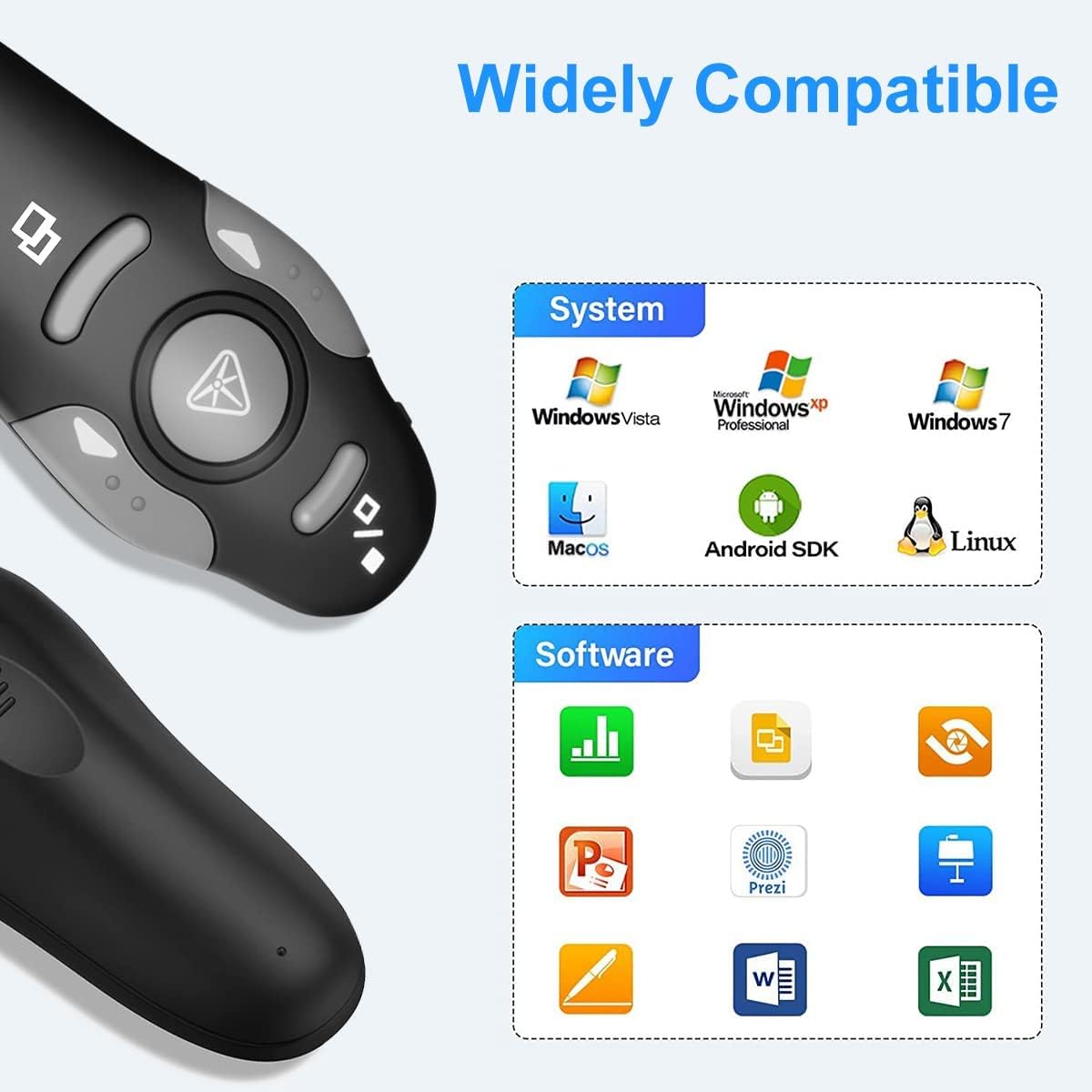 (4 Units) Wireless Presentation Clicker for PowerPoint, Wireless Presenter Remote with Laser Pointer Slide Clickers for Mac/Windows/Linux, Computer/Laptop, Google Slide/PPT/Keynote