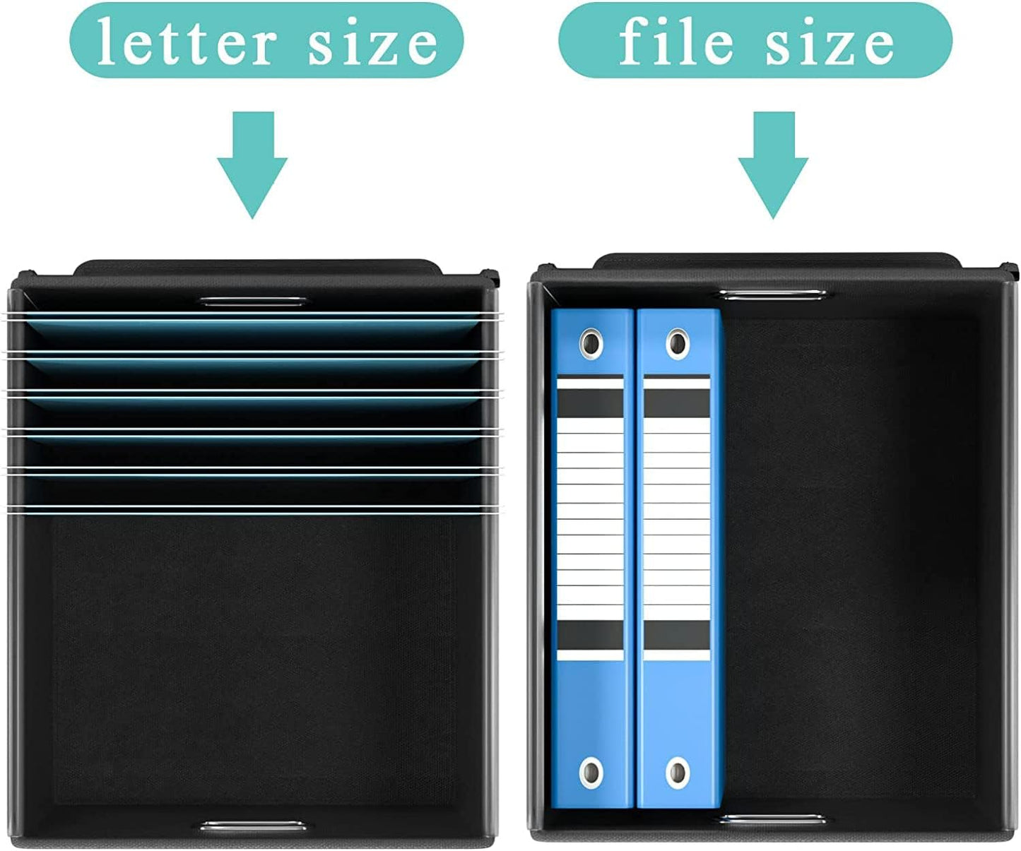 Huolewa Upgraded File Organizer Boxes with Lids, Linen Hanging Filing & Storage Boxes with Plastic Slides for Office/Decor/Hom, Universal Hanging Filing Organization Boxes for Letter/Legal Folder