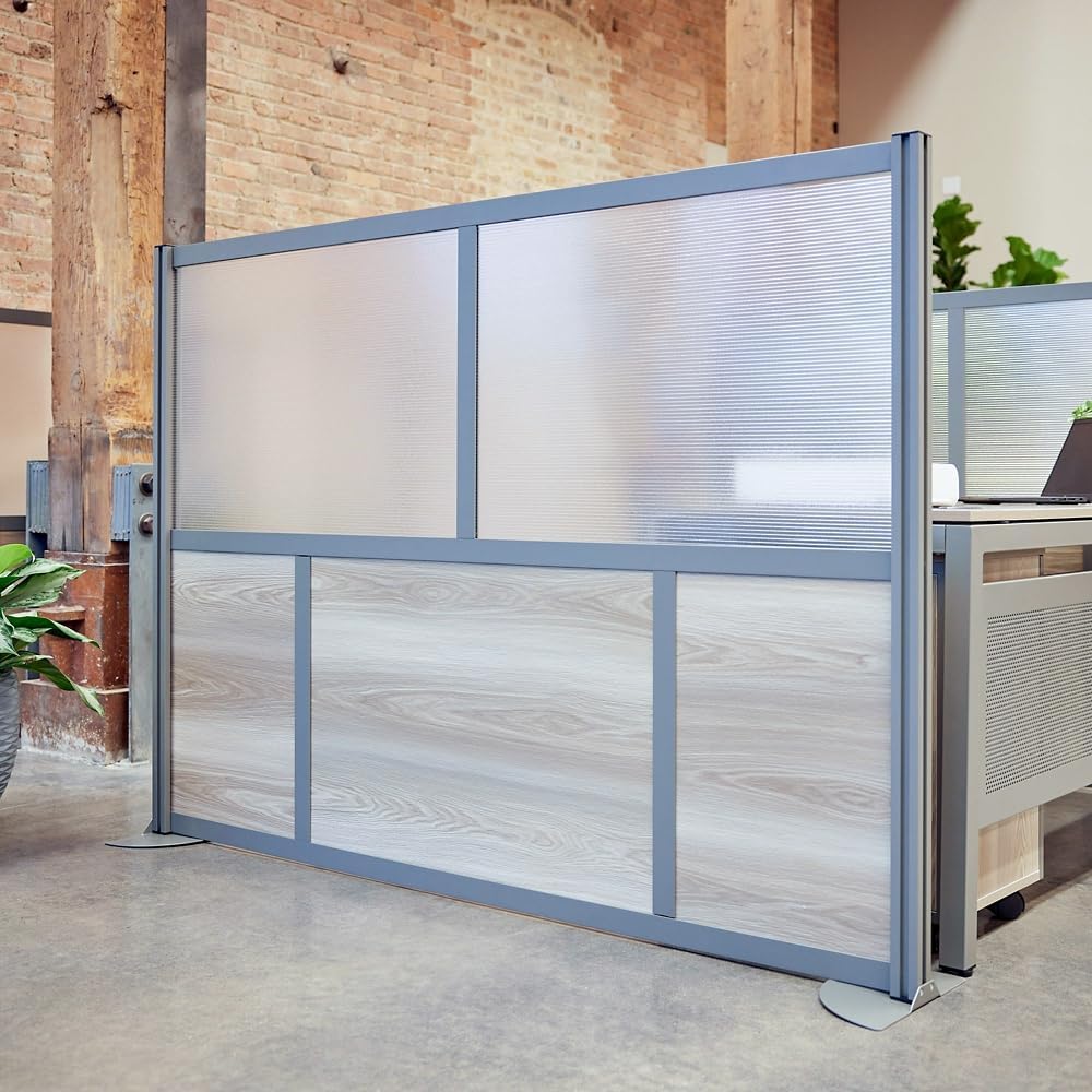 NBF Office Partitions - Cubicle Privacy Panel Wall Divider - Modern Room Separator with Quick Assembly - Indoor Laminate Free Standing Portable Room Divider Panel - 52" H x 73" W (Gray)