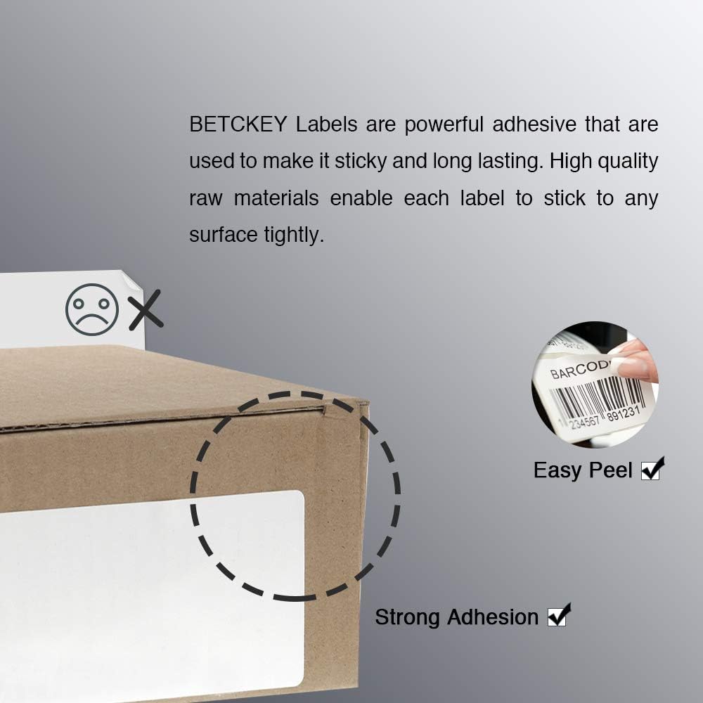 BETCKEY - 3" x 2" (76 mm x 51 mm) Multipurpose & Shipping Labels Compatible with Zebra & Rollo Label Printer,Premium Adhesive & Perforated [6 Rolls, 4500 Labels]