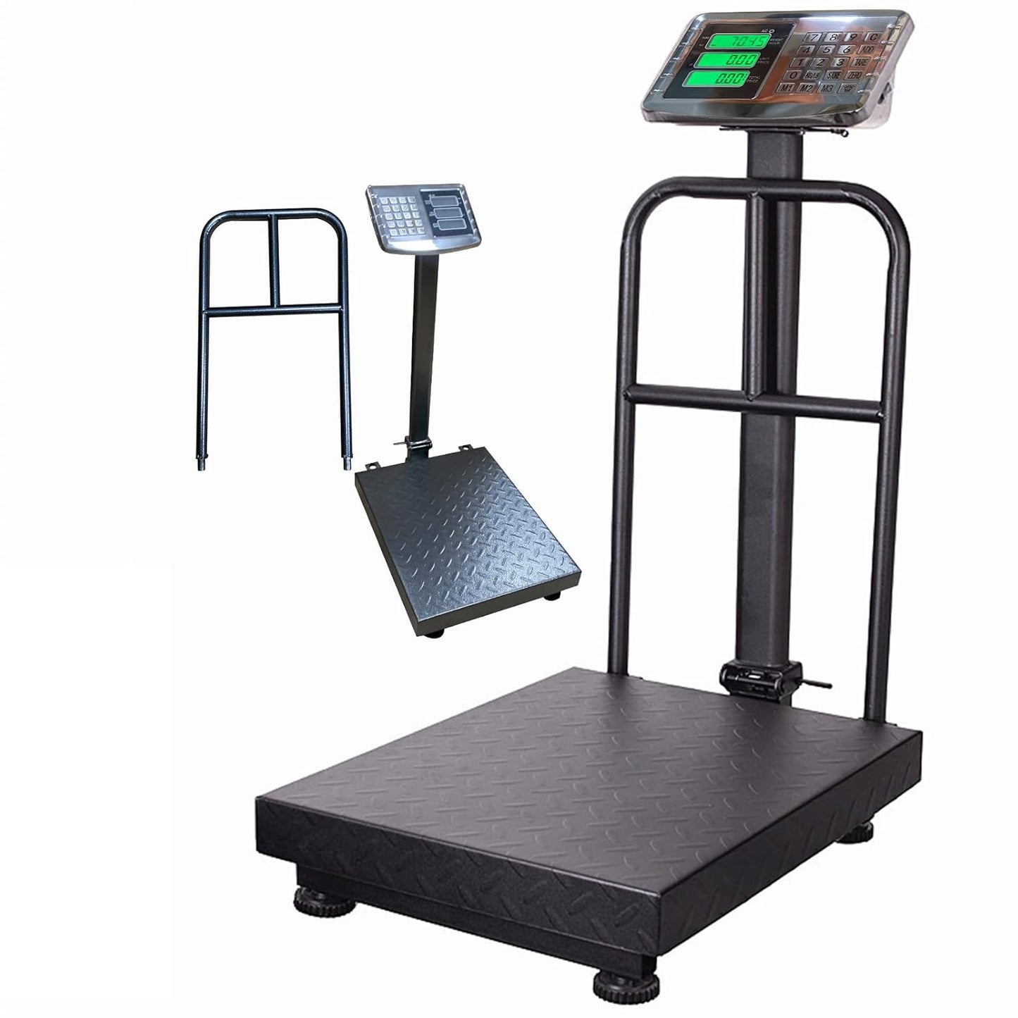 660LB Industrial Platform Scale with Removable Guardrail LB/KG Weight Computing Digital Scale Floor Platform Scale Perfect for Postal Luggage Shipping Mailing Weighing