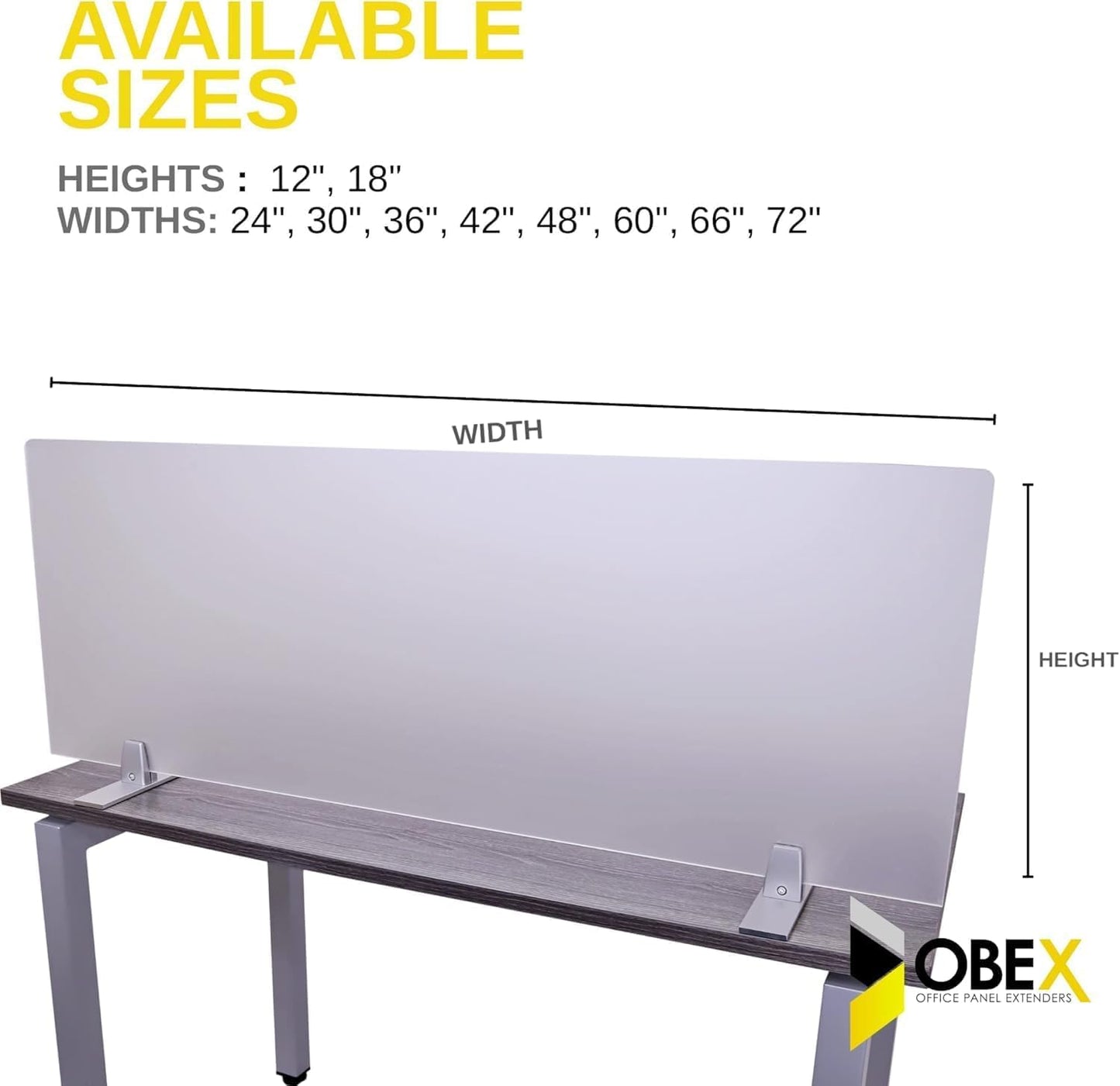OBEX Acrylic Free Standing Screen, Divider for Desk Privacy Home & Office Partitions for Table Top Workstation, Portable Cubicle Panel for Work, 24" x 42", Frosted