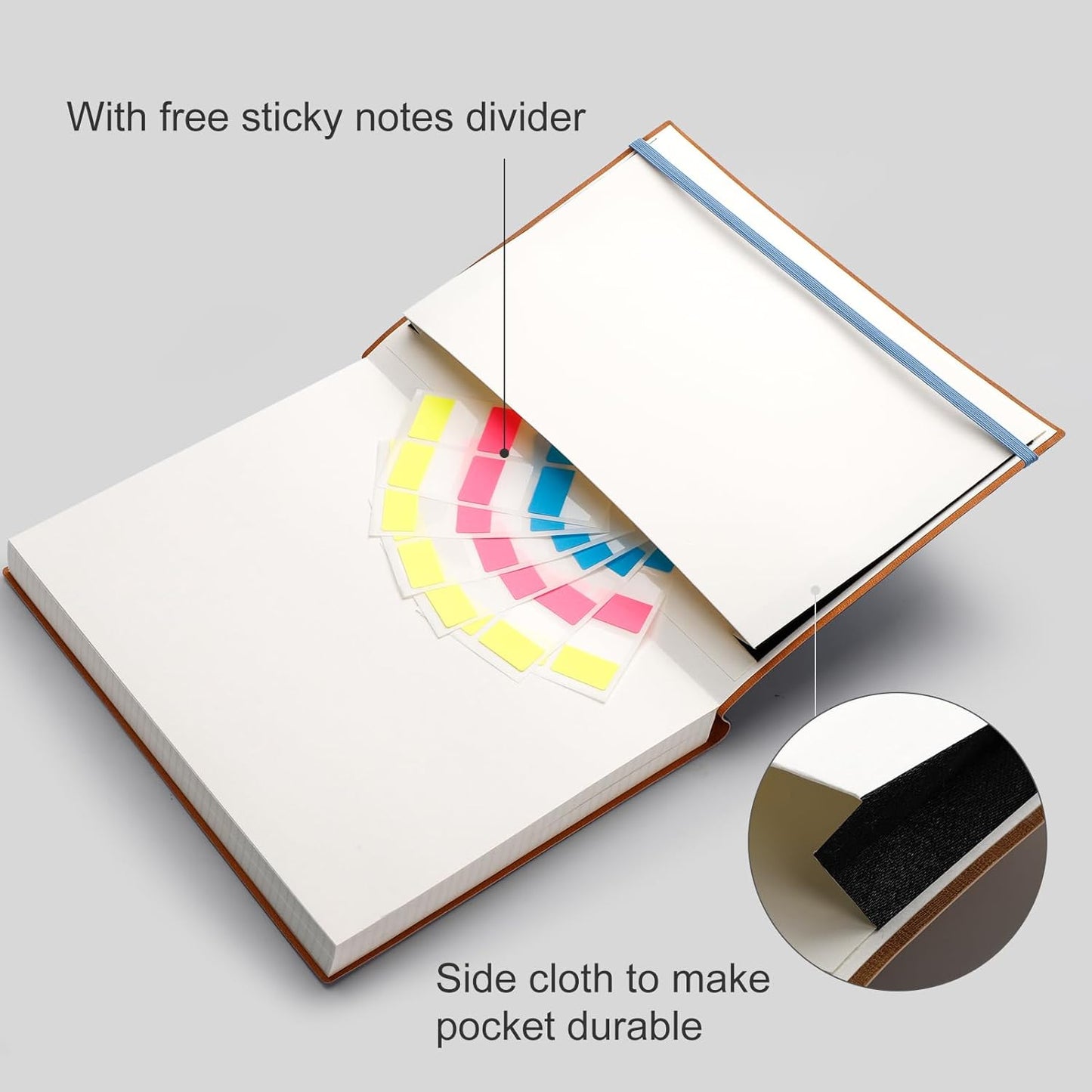 AHGXG Graph Paper Notebook - 320 Pages Grid Paper Notebook Large Journal B5, 100gsm Thick Graph Paper, Leather Softcover, Inner Pocket, 7.6'' X 10''- GrayBlue