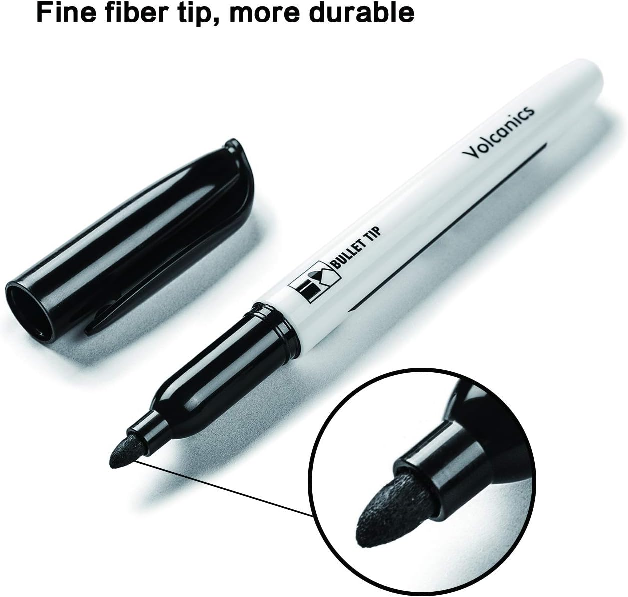 Volcanics Black Dry Erase Markers Low Odor Fine Whiteboard Markers Thin Box of 12