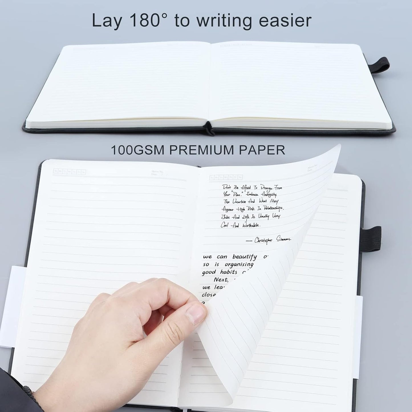 KaiRuiYing Lined Journal Notebook, 320 Pages, 5.5'' × 8.6'' A5 Size, College Ruled, 100 GSM Thick Paper, Leather Hardcover Bullet Journal for Men & Women Available for Writing, Work, Office, Diary and Back to Shool