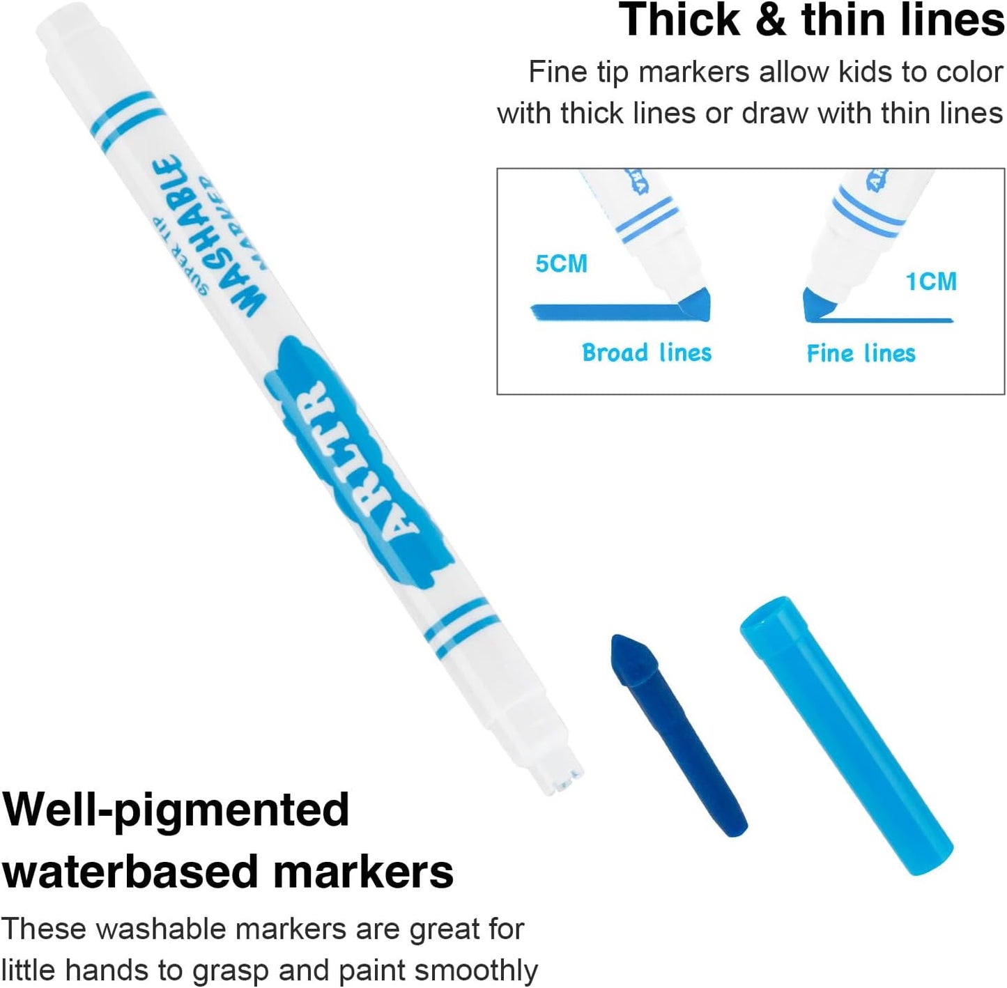 Washable Markers Bulk, Bulk Pack of 400 in 10 Vibrant Colors with Super Tip - Perfect for Kids' Classrooms & Teachers