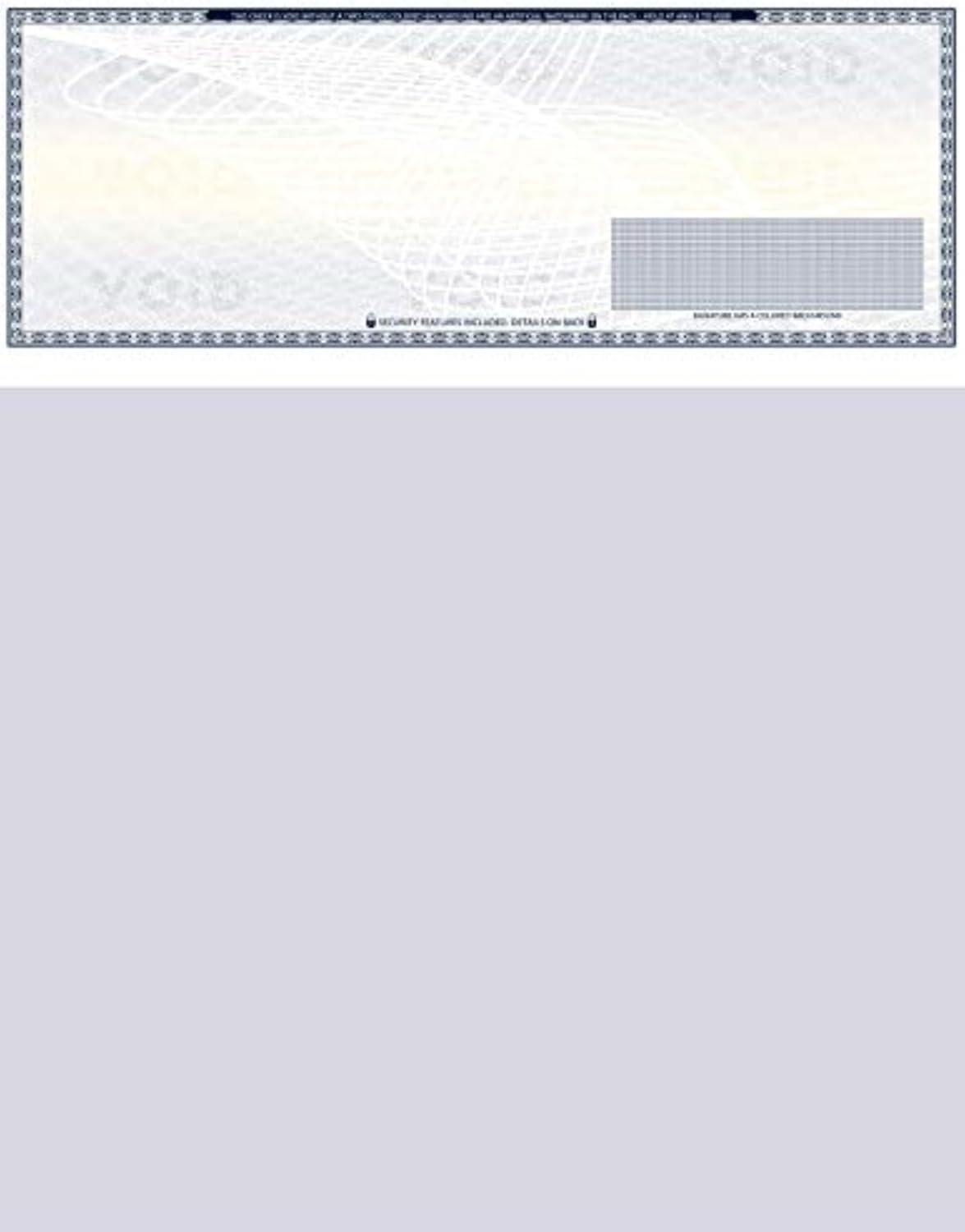 250 Blank Check Stock - Check on Top Art Deco- Paper Weight # 70"High Security" Check Paper Dark Blue Art Deco