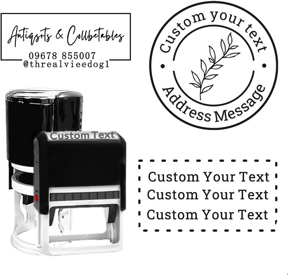 Multi-Size Custom Stamps Self Inking Personalized Logo Name Image Return Address Rubber Stamps for Office Business Personal Use(Rectangle-0.9x2.3cinh)