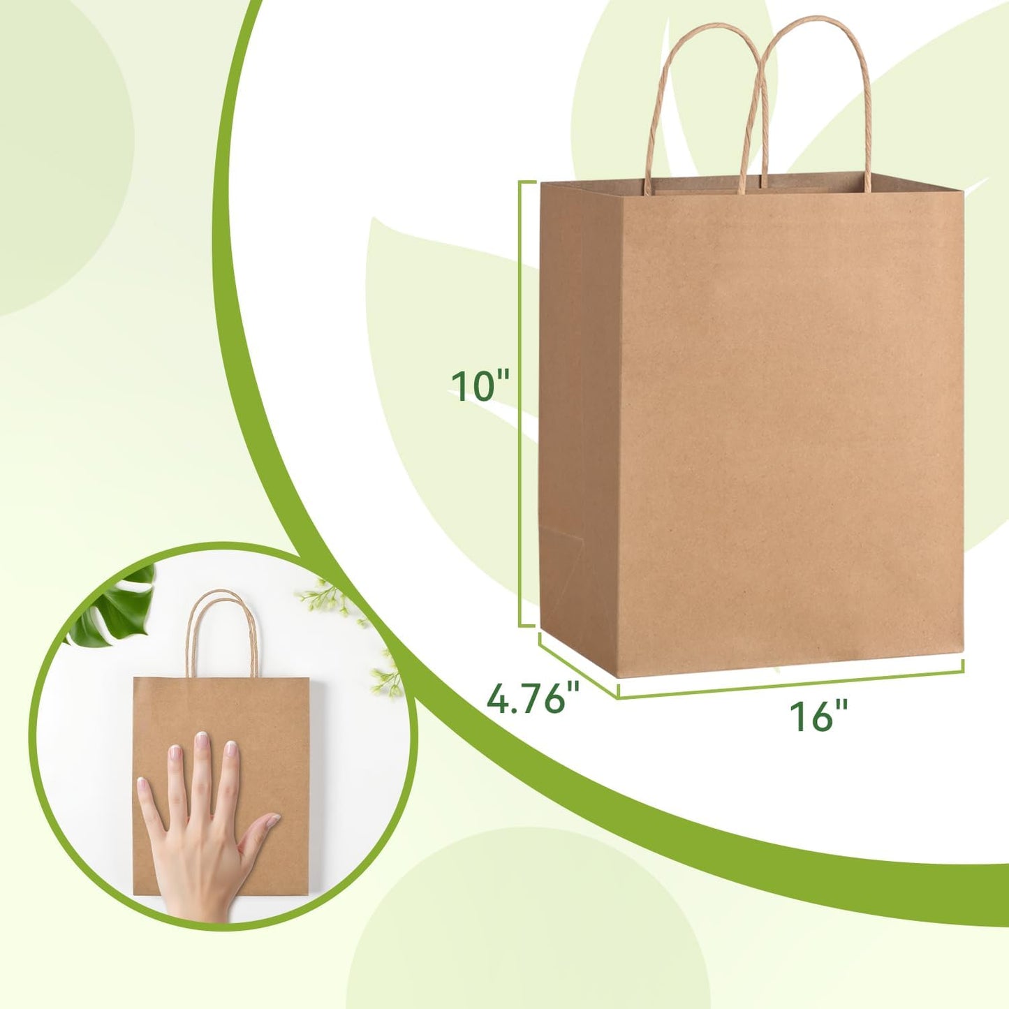 Brothersbox Brown Gift Bags with Handles 100PCS, 8 * 4.76 * 10 Inch Medium Kraft Paper Bags Bulk for Craft Shopping Business Party Favor Retail Birthday Grocery