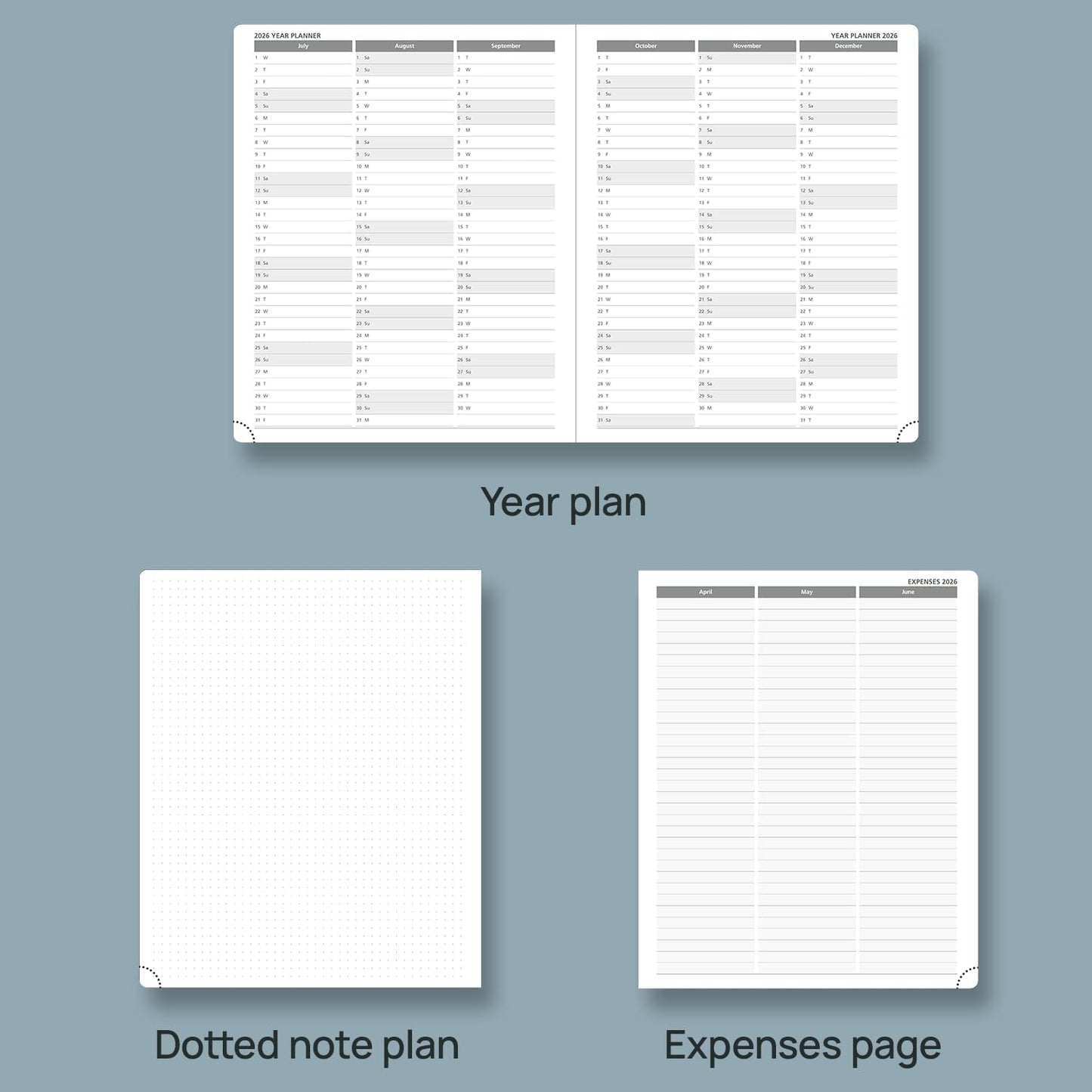 POPRUN 2026 Planner (Large - 8.5'' x 10.5'') - 2026 Weekly Calendar (Jan. 2026 - Dec. 2026) with Hourly Time Slots, Weekly/Monthly Appointment Book for Time Management - Leather Soft Cover - Blue Green