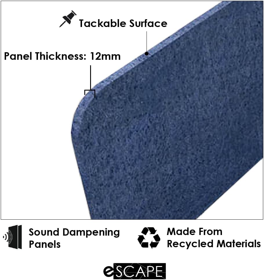 Freestanding Acoustic Desk Divider with Mount | Eco-Friendly Privacy Screen Panel | Noise Reducing Desk Partition | Tackboard Option & Easy to Install | Made from Recycled Plastic | Purple - 18" X35"