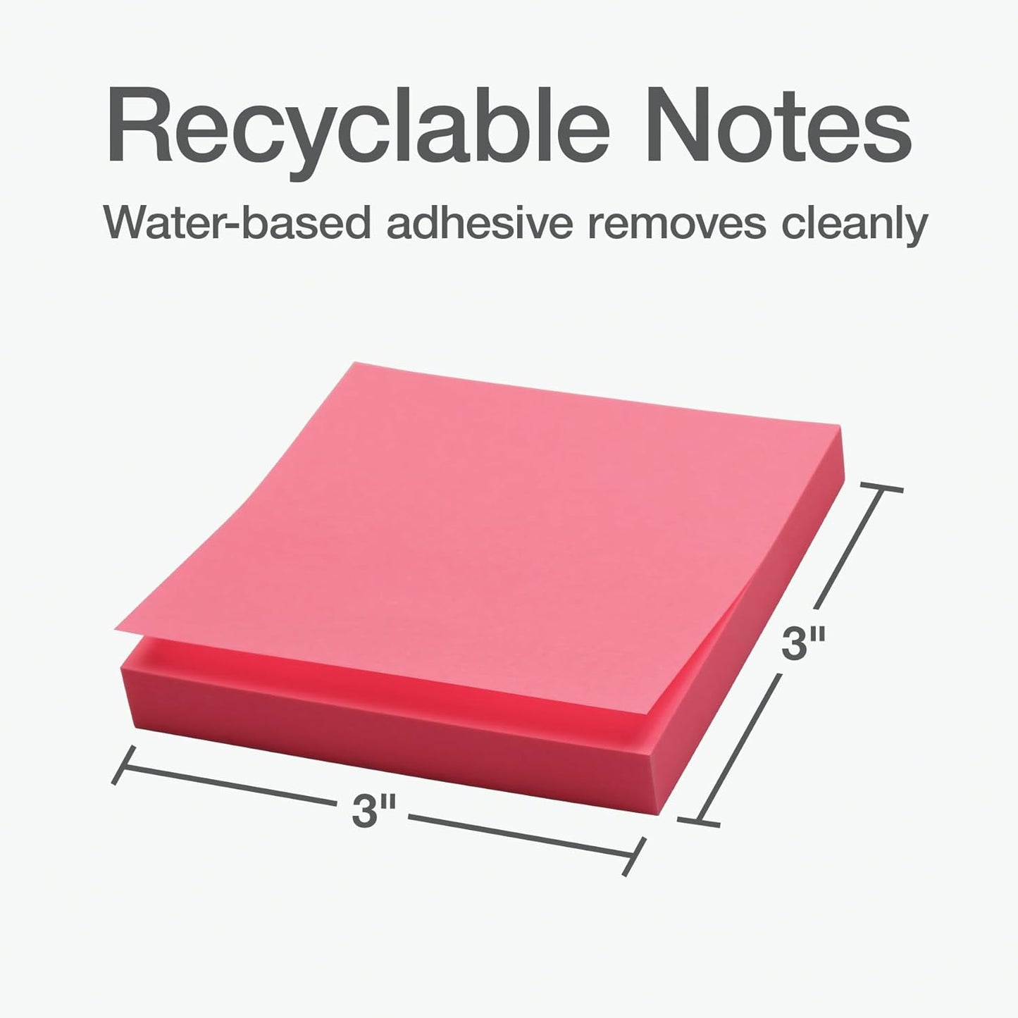 Redi-Tag Sticky Notes, Power Stick Notes, Adhesive Reminders, 3" x 3" Reusable Notes, Strong Adhesive Memos, Assorted Bright Colors, 8 Pack (1000975)