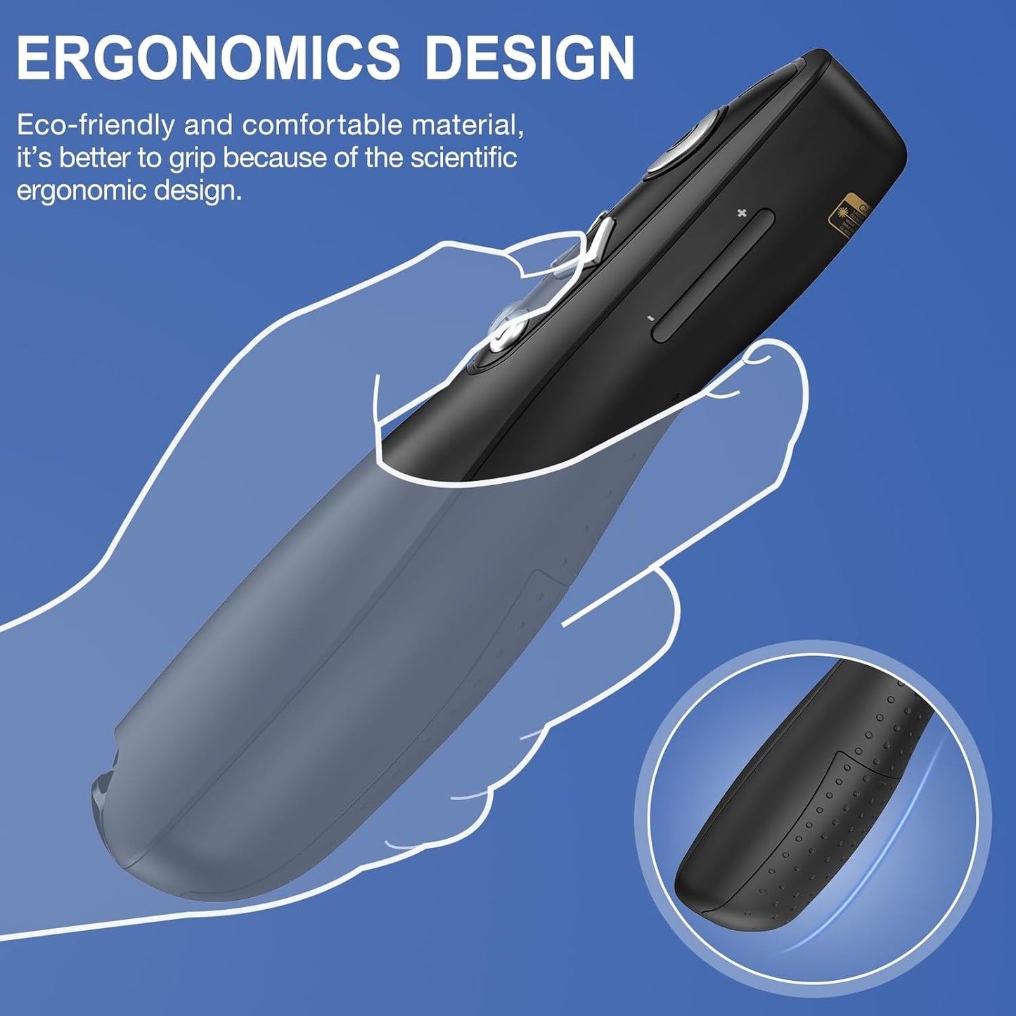 Air Mouse 2-in-1 USB Type C Presentation Clicker Wireless Presenter Remote for PowerPoint, Powerpoint Clicker with Volume Control PowerPoint Slide Advancer for Mac, Computer, Laptop