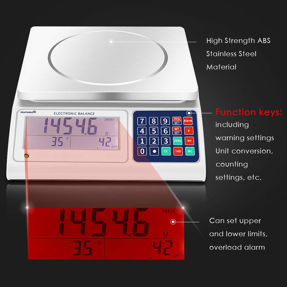 Industrial Scale Counting Scale Precision Electronic Gram Scale Lab Industrial Counting and Weighing 66lb/0.0011lb-30kg / 0.5g Accuracy with RS232 Port for Connecting Computer or Printer