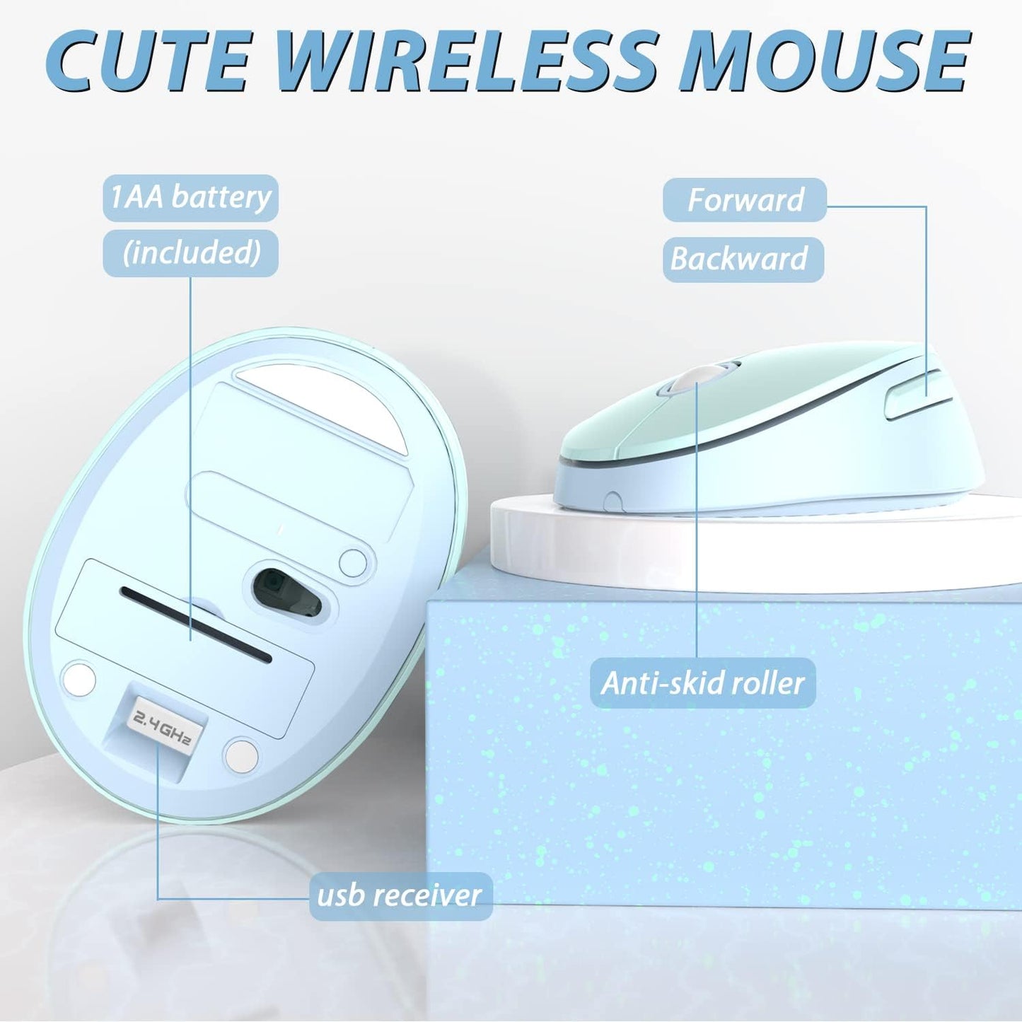 Wireless Keyboard and Mouse Combo, 2.4G Full-Sized Ergonomic Keyboard Mouse, 3 DPI Adjustable Cordless USB Keyboard and Mouse,for PC/Computer/Laptop/Windows/Mac(Blue)