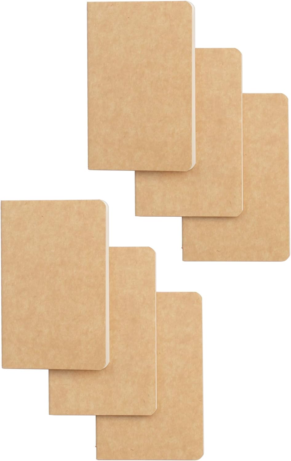 TWONE Pocket Notebook, 6 Pack Softcover Mini Notebooks 3.5" x 5.5" Kraft Brown Notebook Small Memo Notepad for Men Women Kids Traveler Author, 30 Sheets,60 Lined Pages