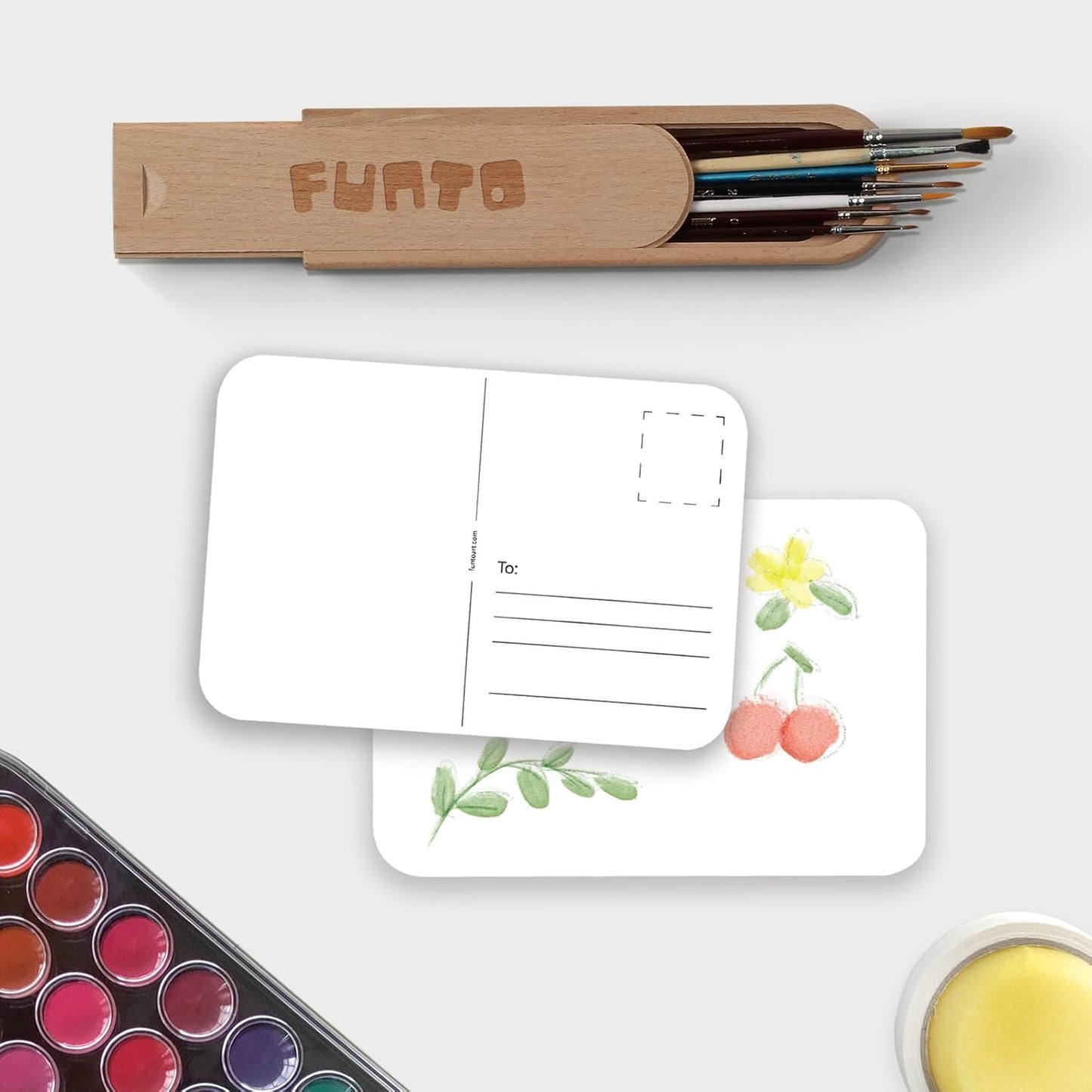 Funto Blank Watercolor Paper Postcards, 50 Cards, 4x6, 140lb/300gsm, Acid-Free Heavyweight Art Paper for Thank You Notes & Greeting Cards