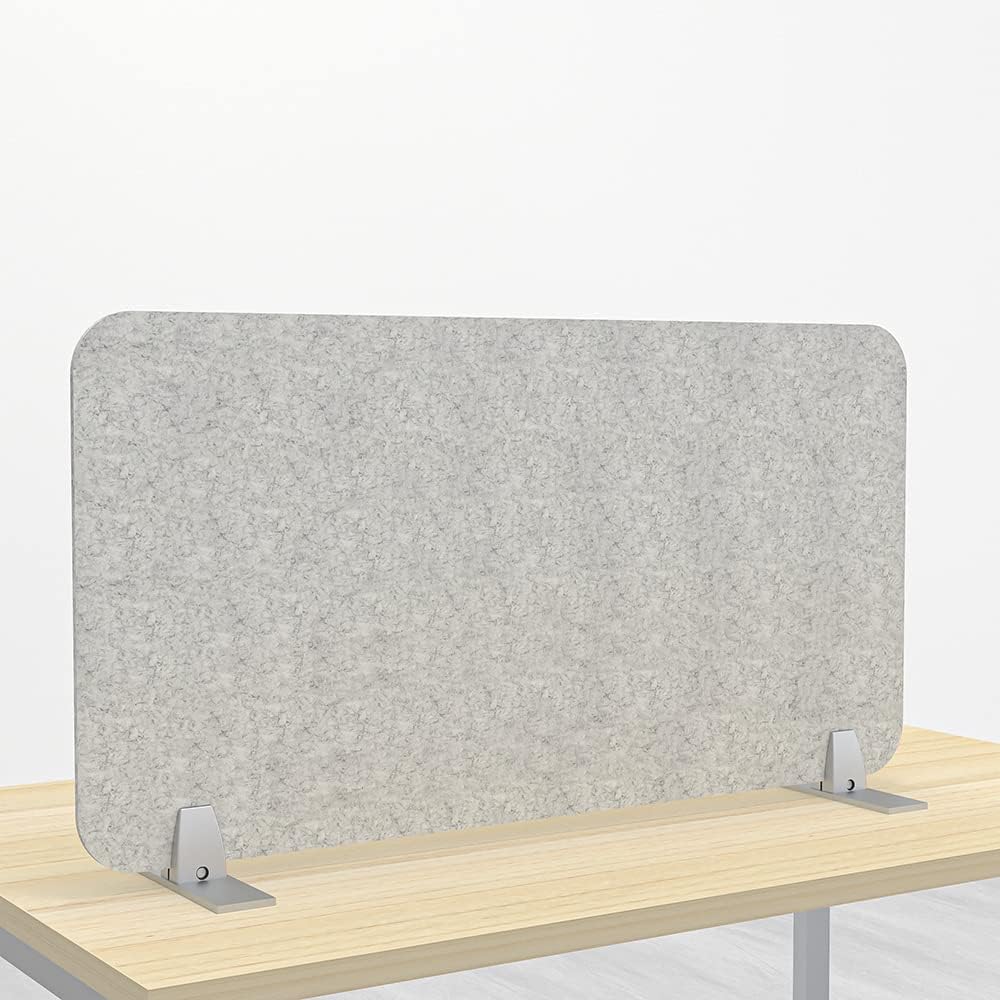 Freestanding Acoustic Desk Divider with Mount | Eco-Friendly Privacy Screen Panel | Noise Reducing Desk Partition | Tackboard Option & Easy to Install | Made from Recycled Plastic | White - 18" X 35"